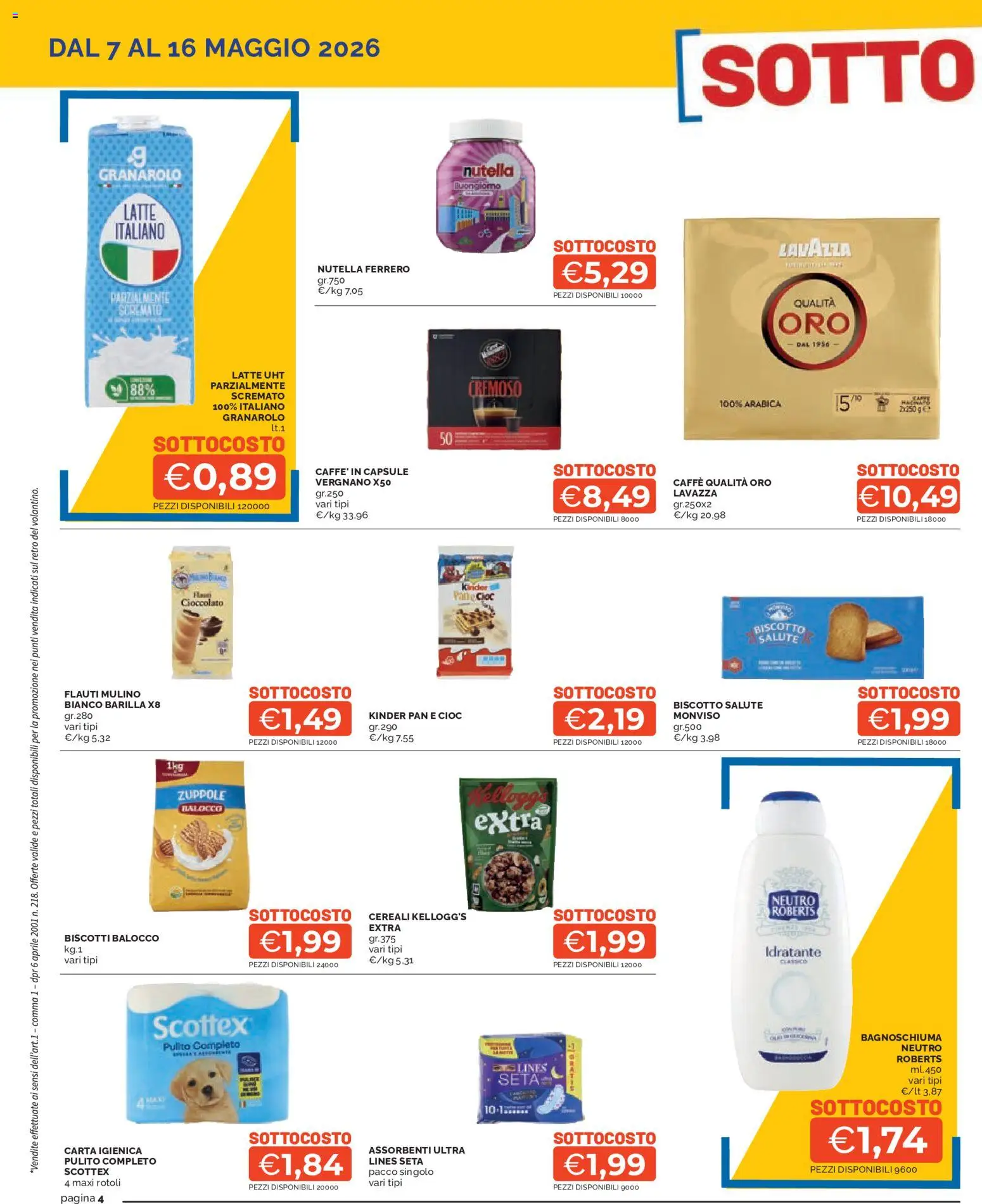 Volantino Mercatò del 07.05.2026 | Pagina: 4 | Prodotti: Carta igienica, Bagnoschiuma, Cioccolato, Cereali