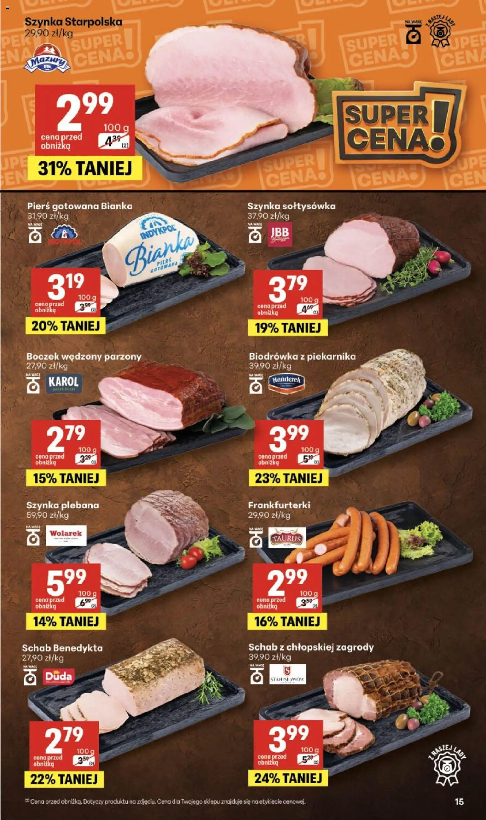 Delikatesy Centrum gazetka od 07.05.2026 | Strona: 15 | Produkty: Schab, Boczek wędzony parzony, Boczek wędzony, Boczek