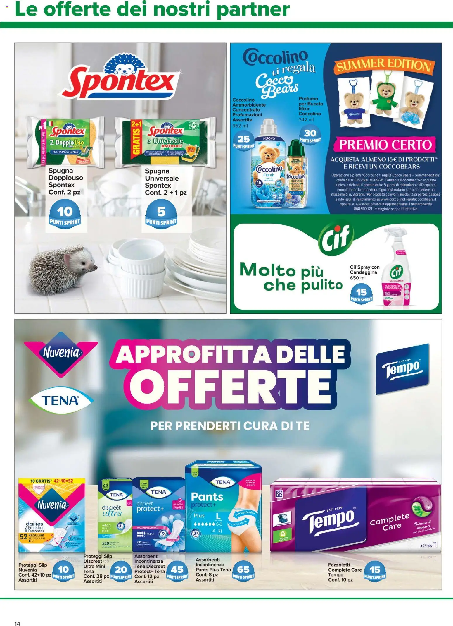 Volantino Carrefour del 27/08/2026 | Pagina: 14 | Prodotti: Spugna, Proteggi slip, Slip, Olio