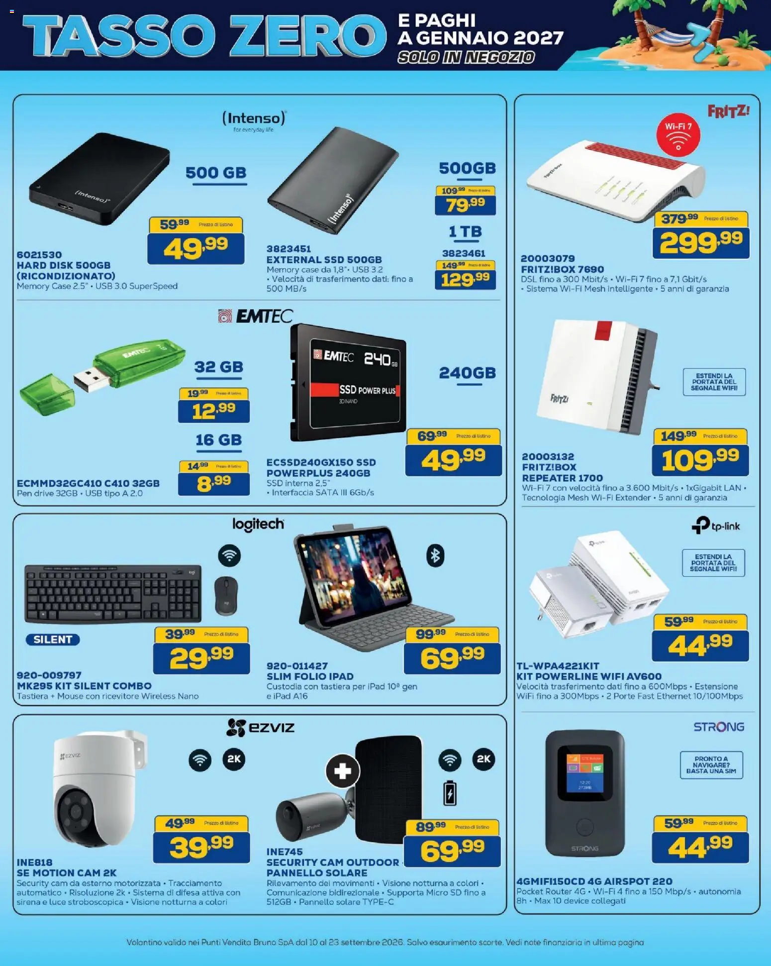 Volantino BRUNO del 10/09/2026 | Pagina: 8 | Prodotti: Router, Tastiera, USB, Ipad