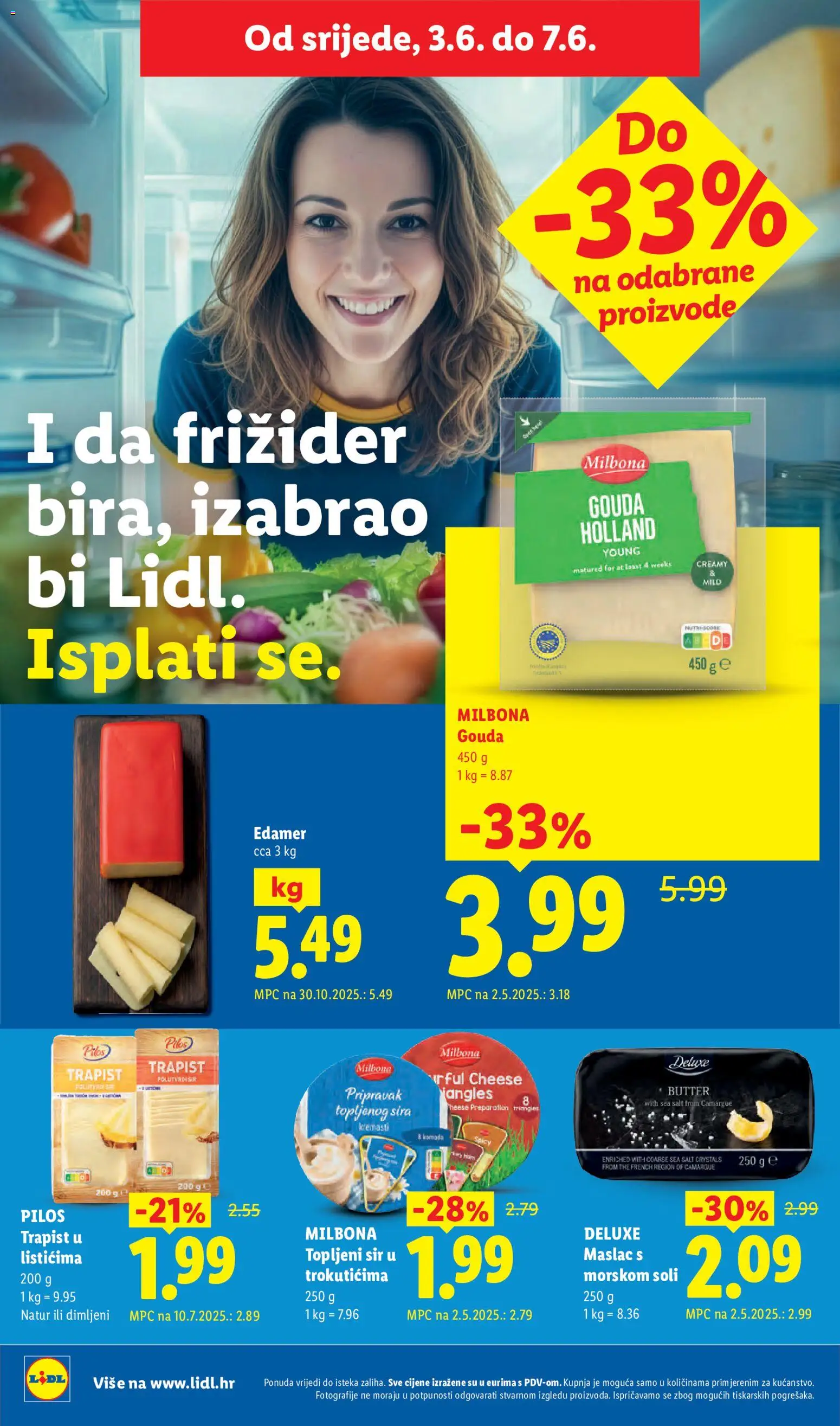 Lidl katalog | vrijedi od 01.06.2026 | Stranica: 52 | Proizvodi: Maslac, Sir, Trapist, Gouda