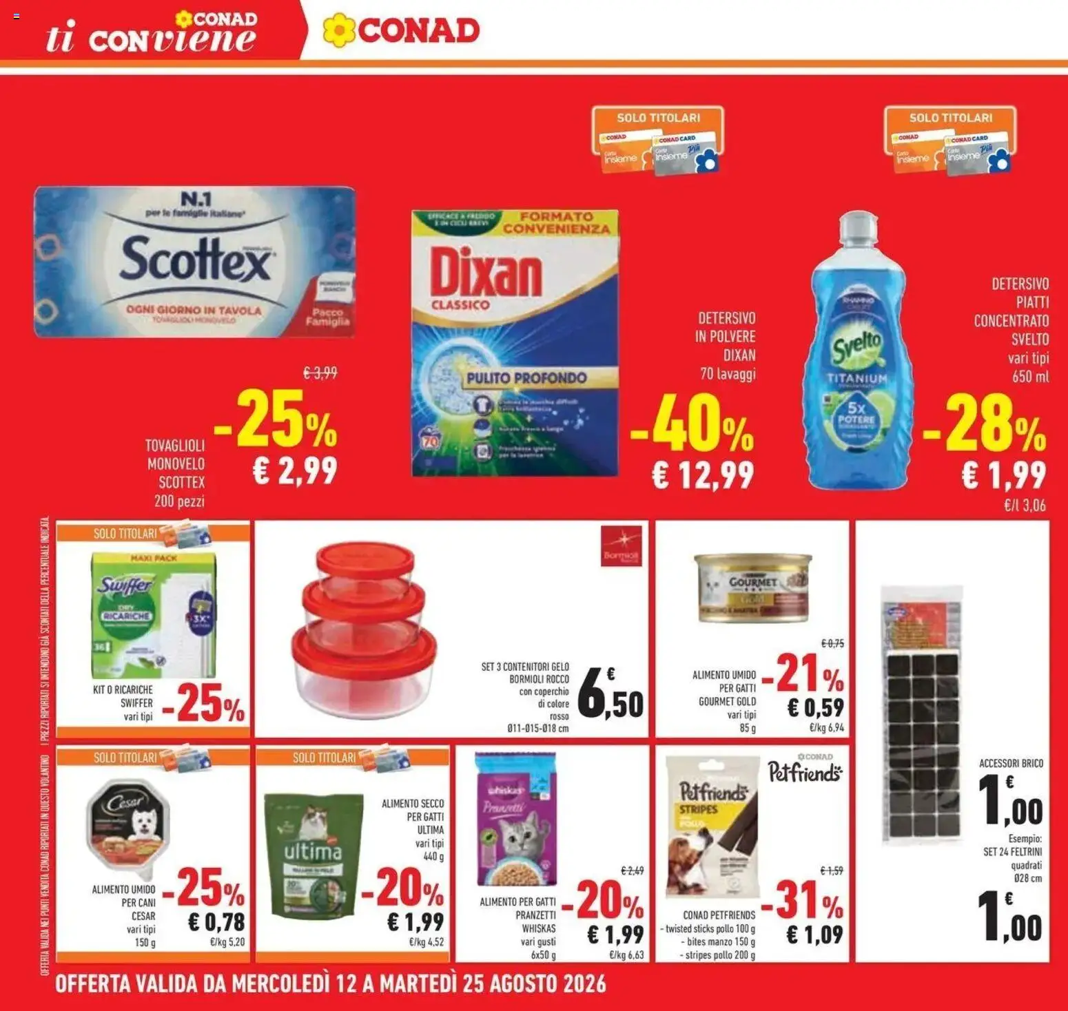 Volantino Conad dal 12/08/2026 > Anteprima | Pagina: 28 | Prodotti: Detersivo in polvere, Manzo, Coperchio, Feltrini