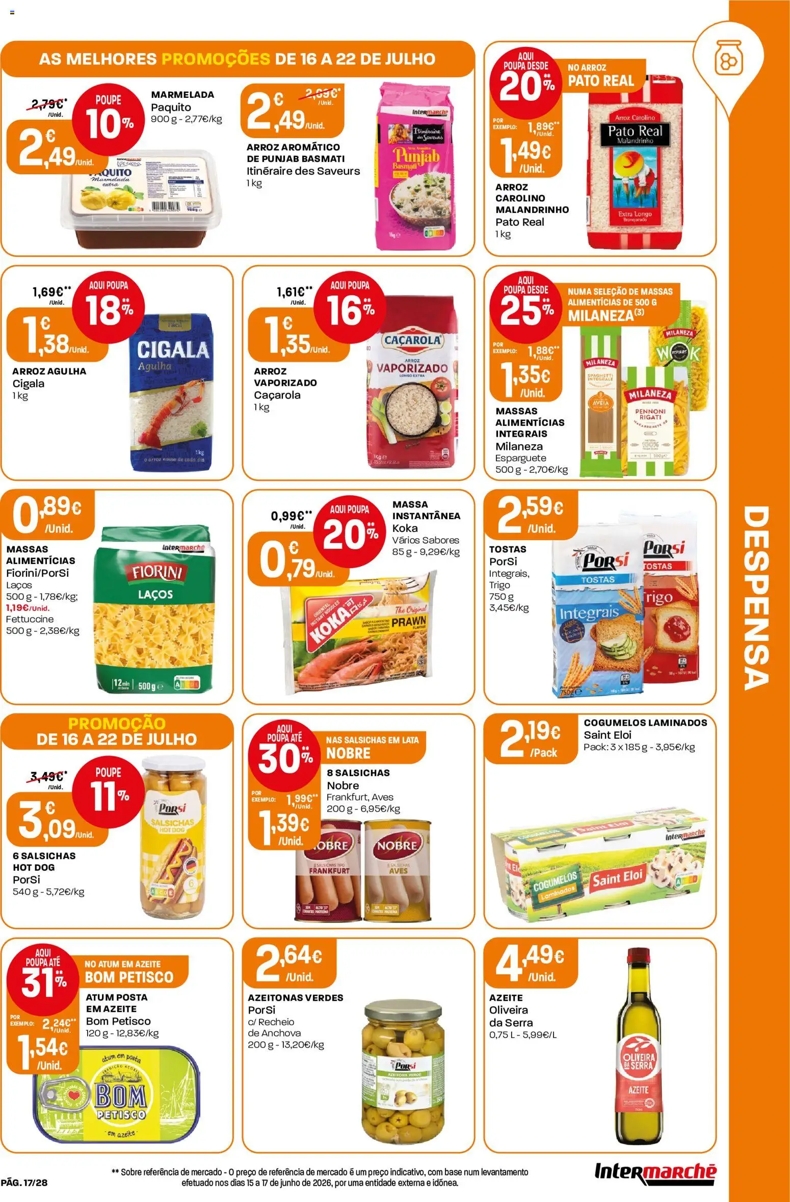 Intermarché Folheto Contact │ válido de 16/07/2026 | Página: 17 | Produtos: Azeite, Milaneza, Tostas, Arroz