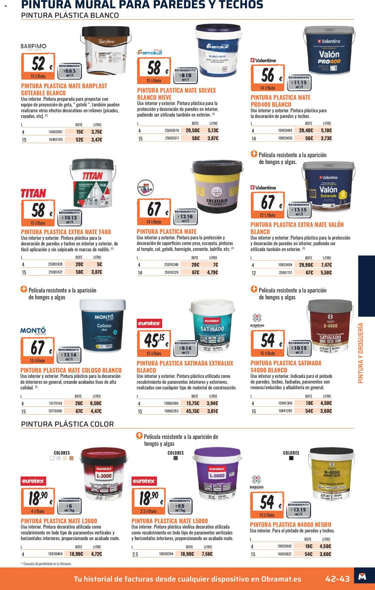 Obramat - Reformas Otono Imprenta Almacenes 17 Galdakao 2026 │ válido desde el 09/10/2026 | Página: 43 | Productos: Pintura plástica, Decoración