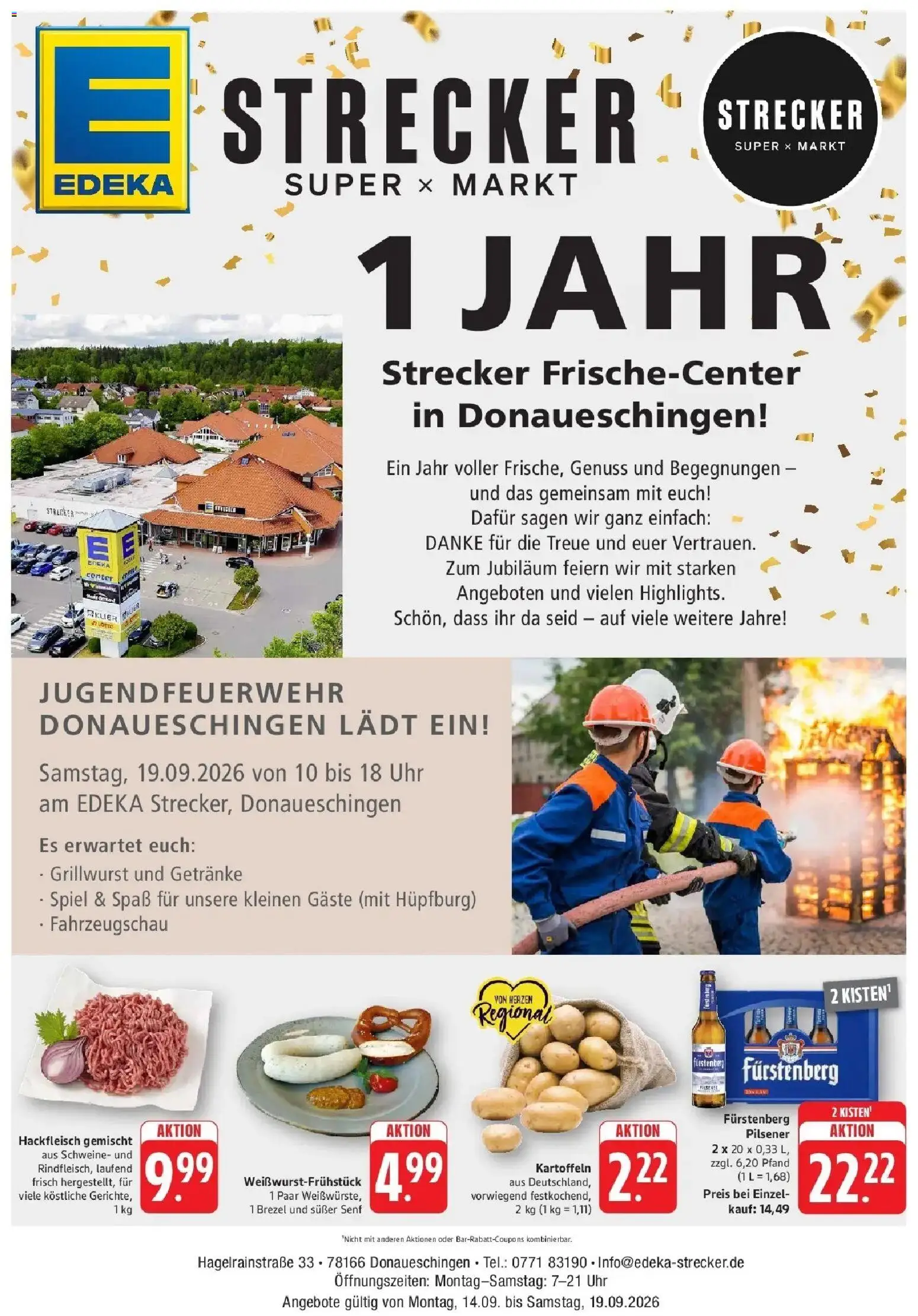 Edeka Prospekt Donaueschingen (ab 14.09.2026) » Angebote Online | Seite: 1 | Produkte: Spiel, Kartoffeln, Uhr, Hackfleisch