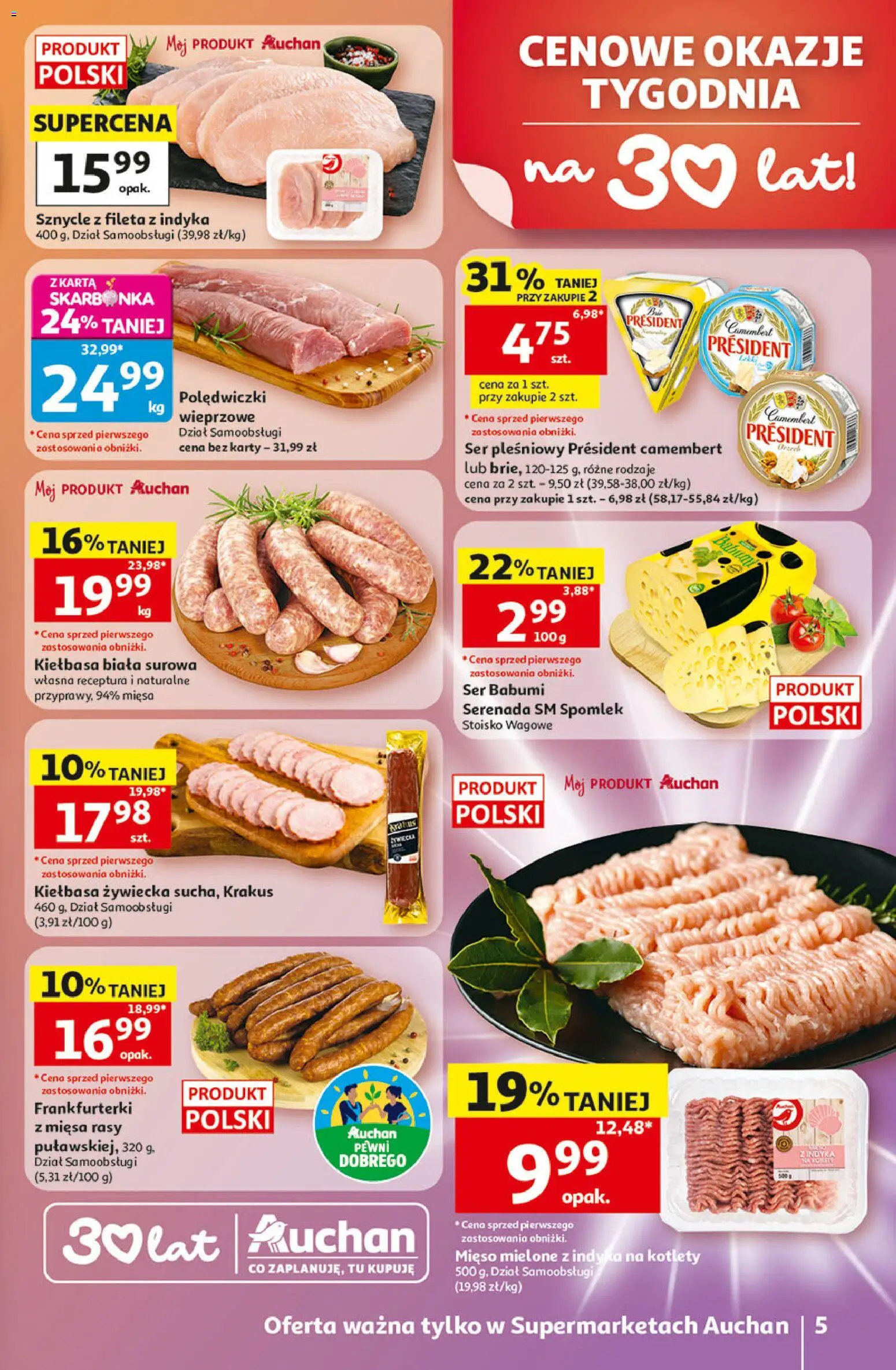 Auchan gazetka od 21.05.2026 | Strona: 5 | Produkty: Karta, Camembert, Ser, Kotlety