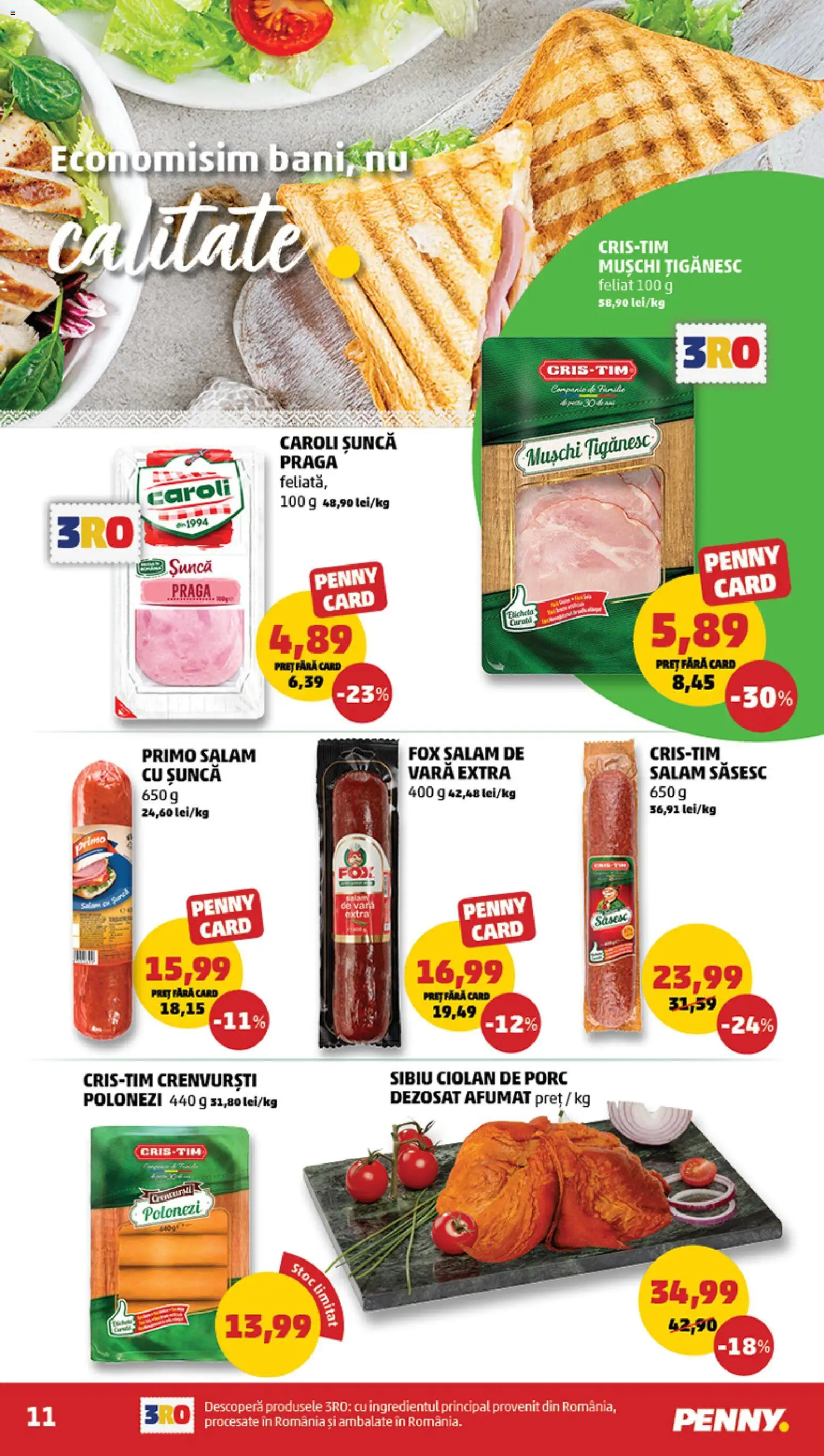 Noul catalog PENNY – valabil de la 20.05.2026 | Pagină: 11 | Produse: Not defteri, Crenvurști, Salam, Șuncă