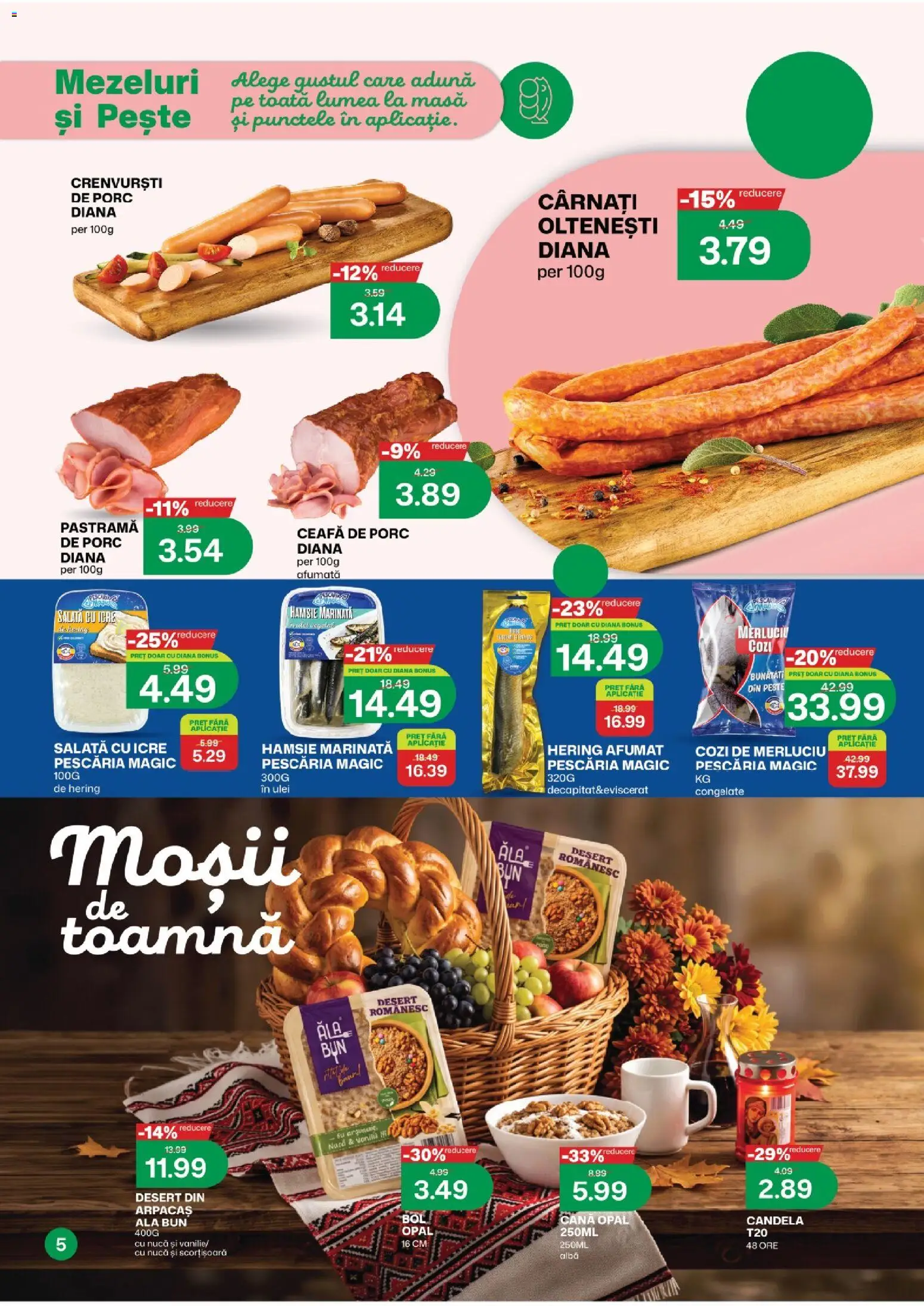 Noul catalog Diana – valabil de la 16.10.2026 | Pagină: 4 | Produse: Crenvurști, Ulei, Pește, Cârnați