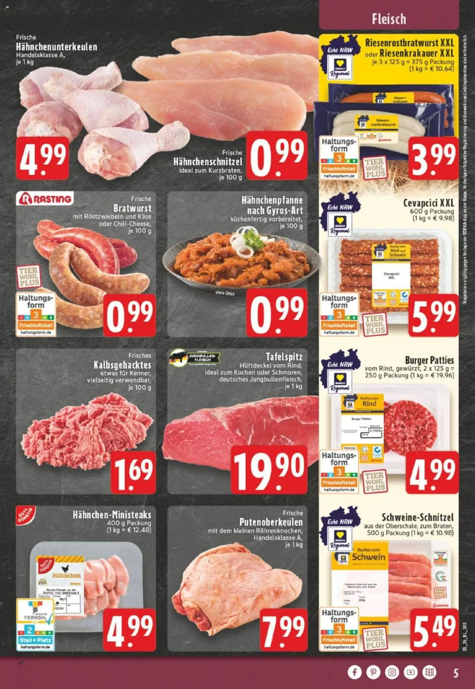 Edeka Prospekt Dortmund – gültig ab 23.08.2026 | Seite: 7 | Produkte: Hahnchen, Bratwurst, Cevapcici, Burger