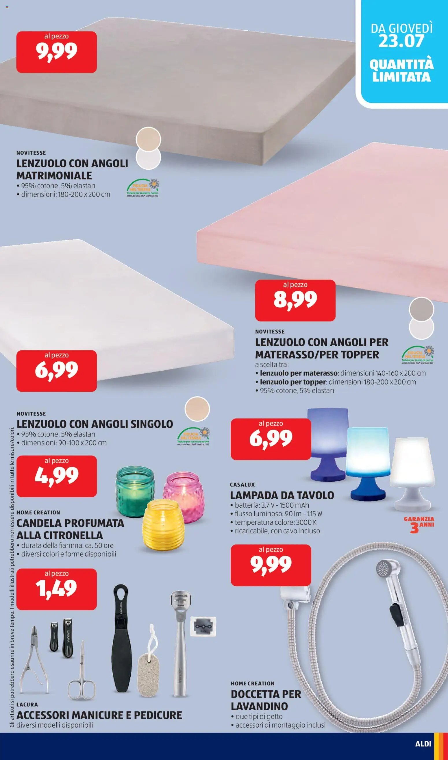 Volantino Aldi del 20/07/2026 | Pagina: 25 | Prodotti: Citronella, Materasso, Tavolo, Lampada