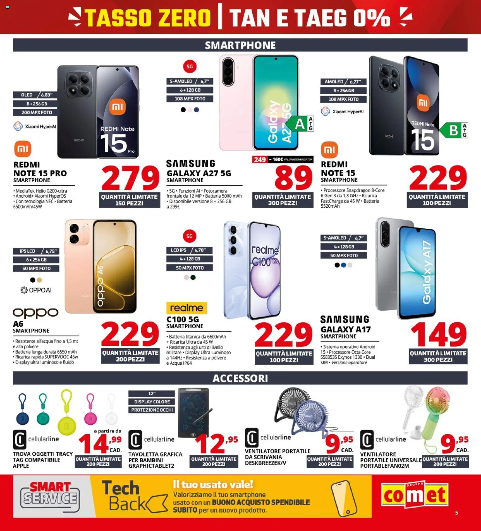 Volantino Comet del 16/07/2026 | Pagina: 5 | Prodotti: Xiaomi, Ventilatore, Acqua, Smartphone