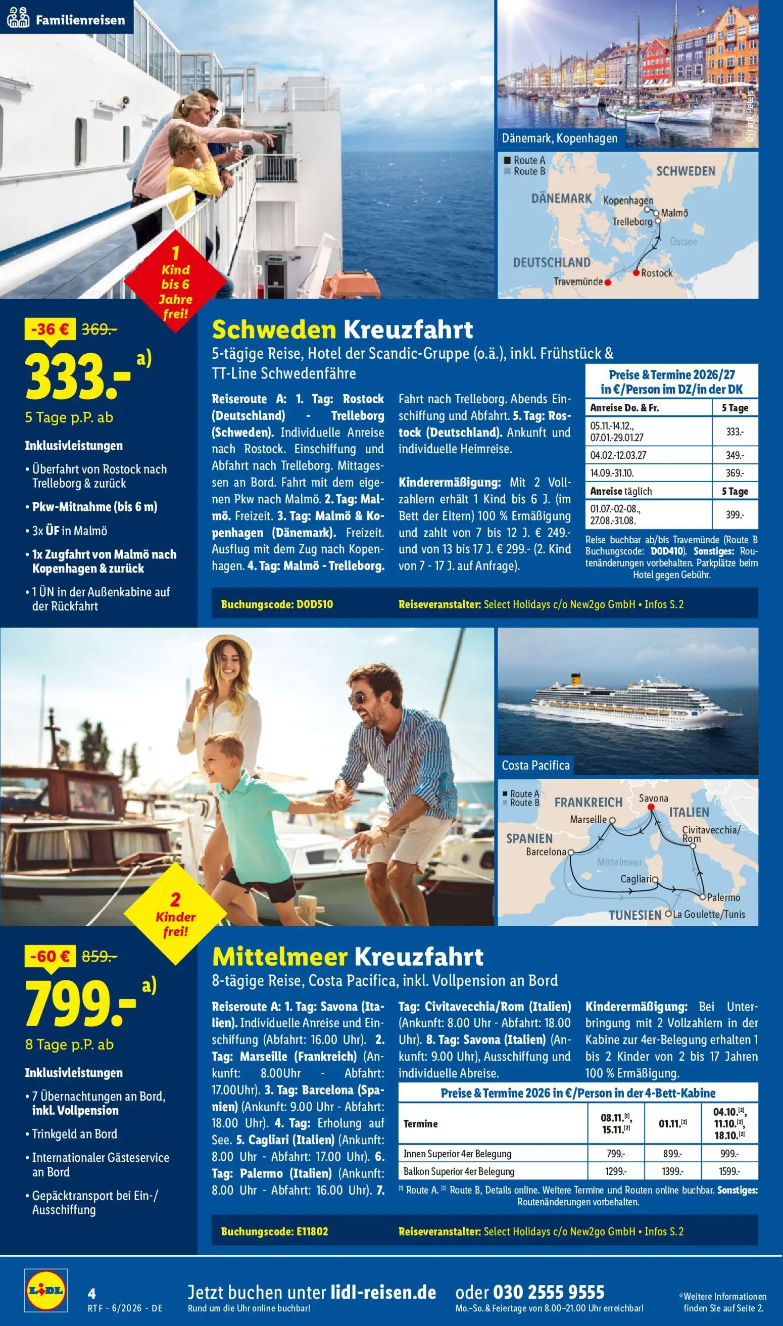 Lidl Reisen Reise-Highlights – gültig ab 13.06.2026 | Seite: 4 | Produkte: Bett, Uhr
