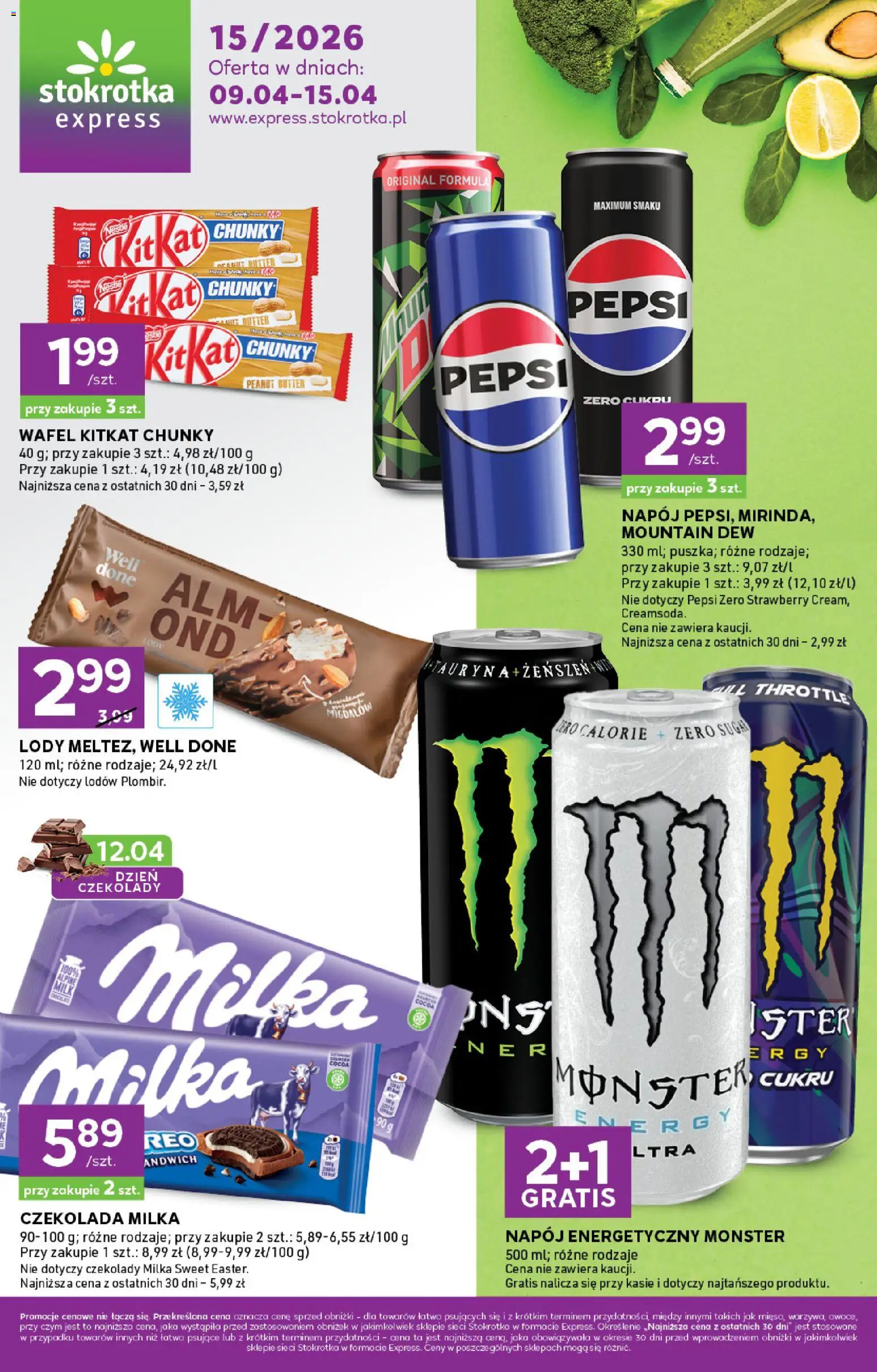 Stokrotka gazetka - Express od 09.04.2026 | Strona: 1 | Produkty: Stokrotka, Czekolada milka, Czekolady milka, Lody