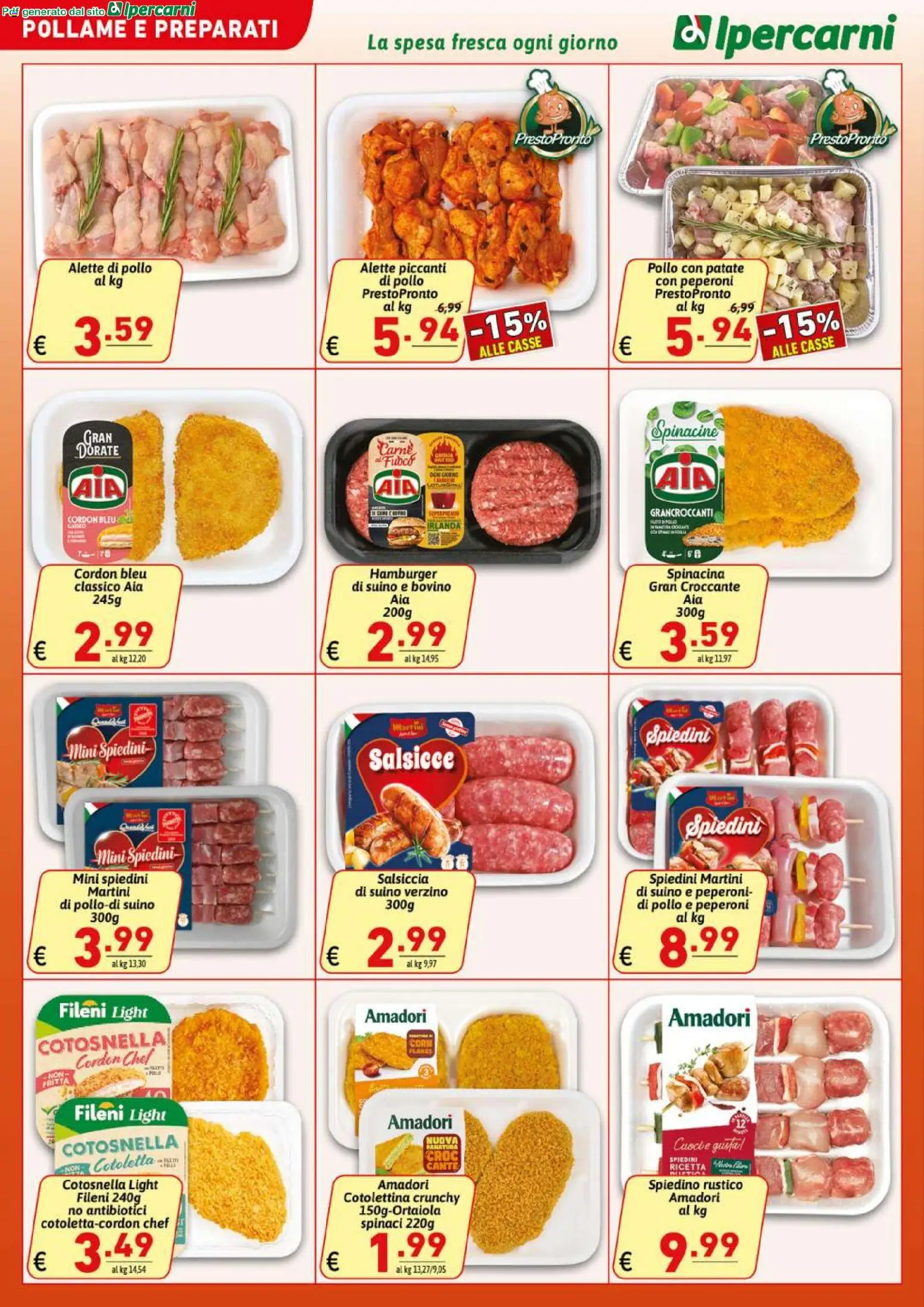 Volantino Ipercarni del 12/08/2026 | Pagina: 4 | Prodotti: Peperoni, Patate, Spinaci, Hamburger