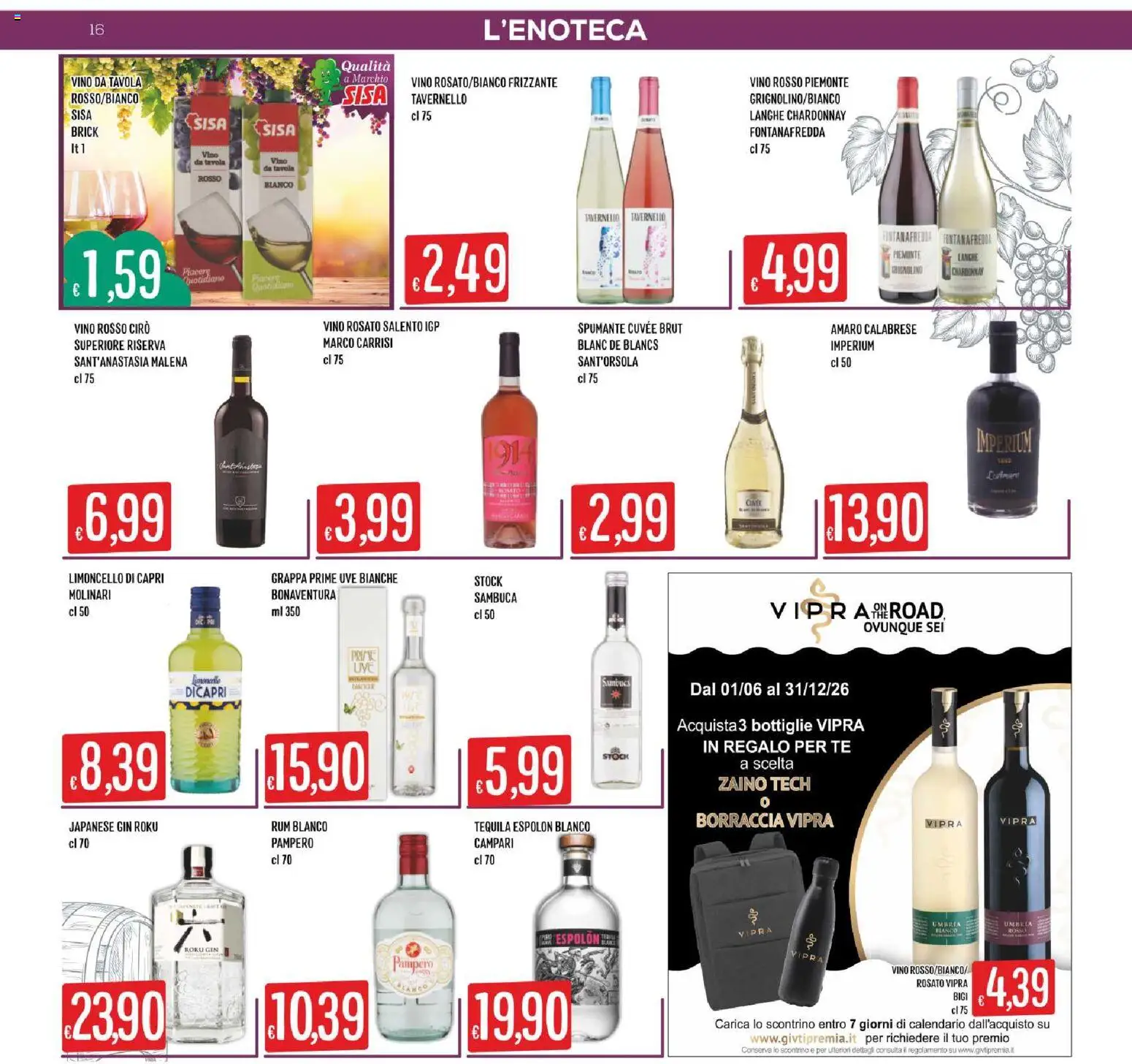 Volantino SISA del 01/10/2026 | Pagina: 16 | Prodotti: Vino rosato, Tè, Zaino, Limoncello