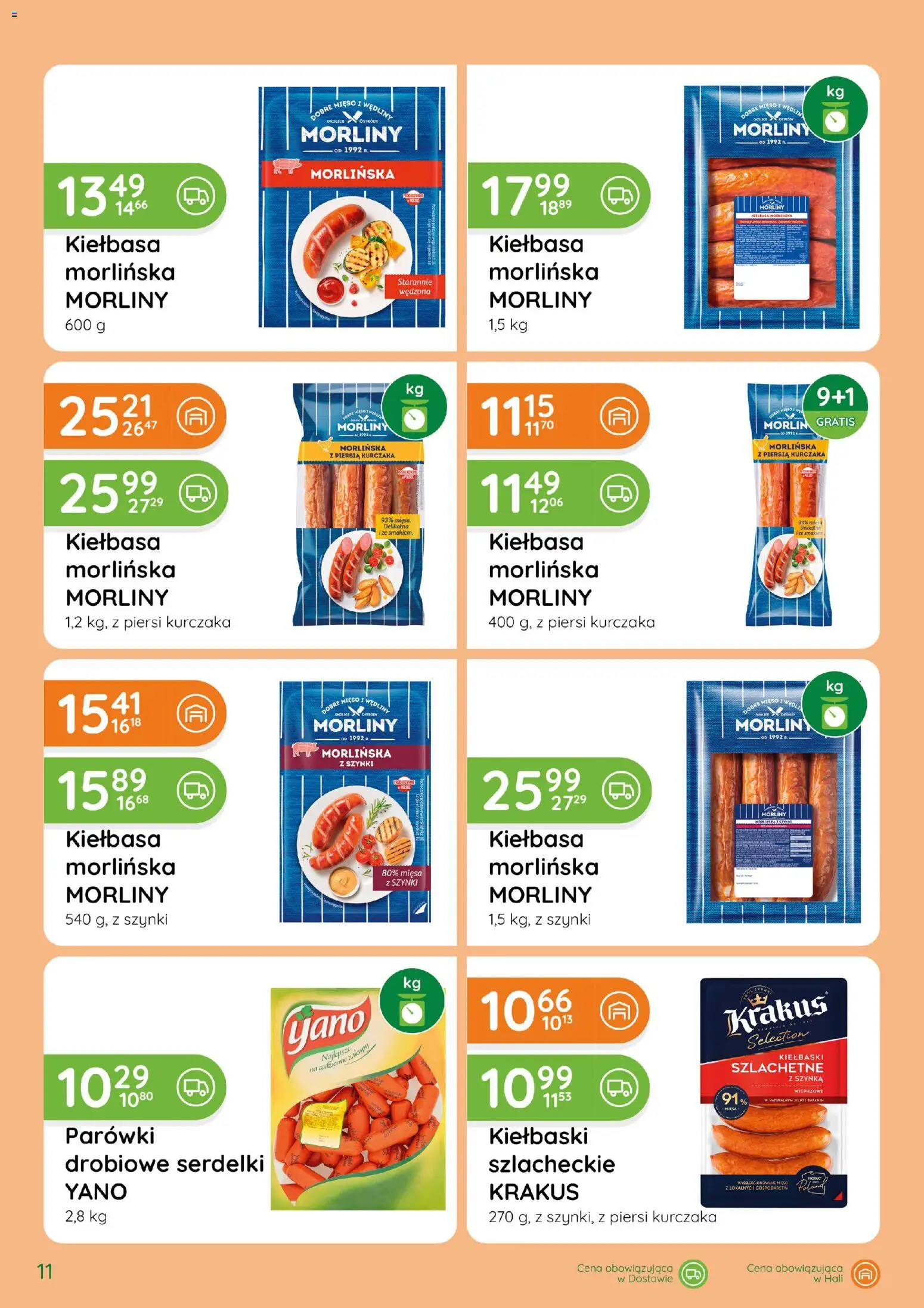 Eurocash gazetka - Katalog Wędlin od 01.10.2026 | Strona: 11 | Produkty: Kiełbasa, Mięso, Szynka, Wędliny