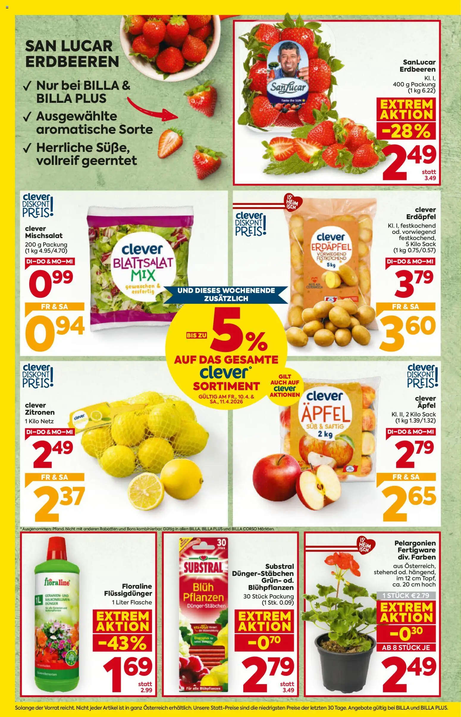 Billa - Flugblatt gültig ab 07.04.2026 | Seite: 4 | Produkte: Erdbeeren, Äpfel