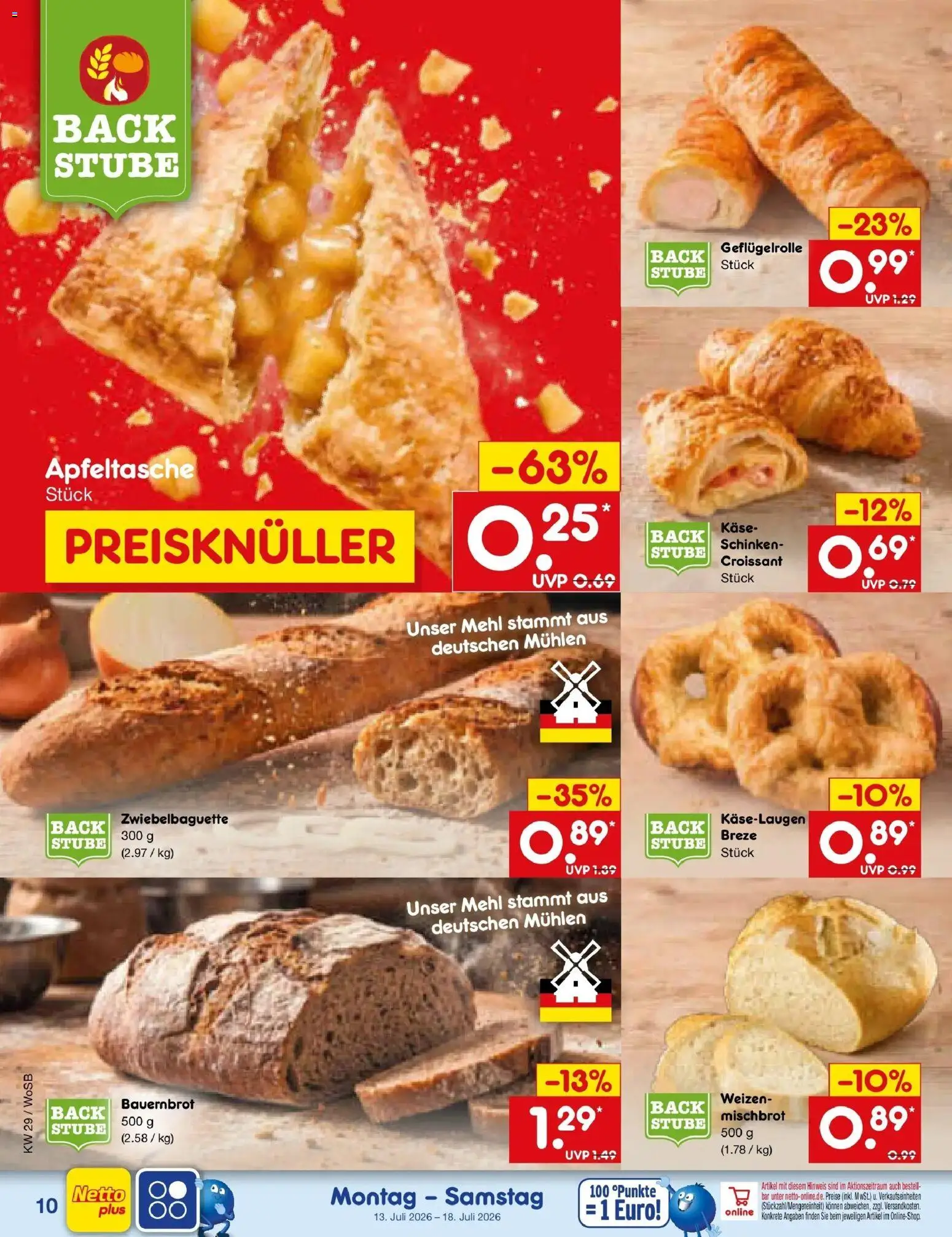 Netto Marken-Discount Prospekt Ludwigshafen-Edigheim – gültig ab 13.07.2026 | Seite: 10 | Produkte: Mehl, Käse, Croissant, Schinken