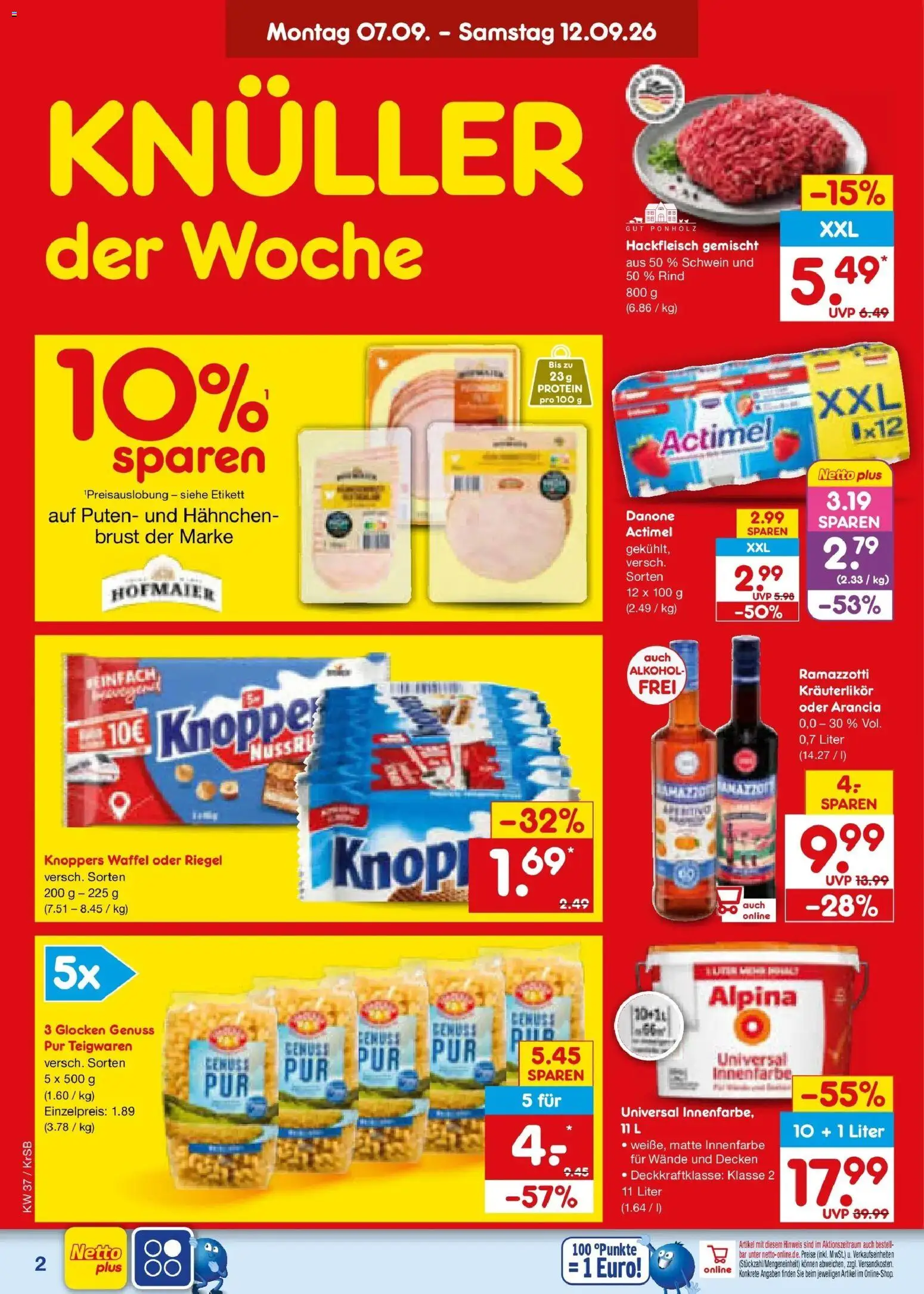 Netto Marken-Discount Prospekt Baesweiler – gültig ab 07.09.2026 | Seite: 4 | Produkte: Hahnchen, Actimel, Ramazzotti, Hackfleisch