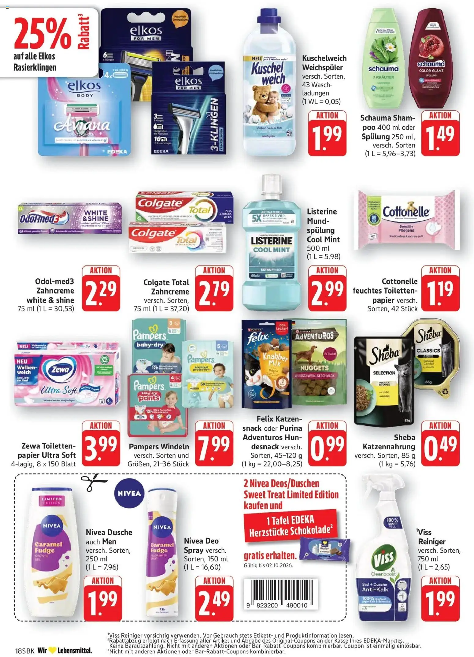 Edeka Prospekt Bruchsal (ab 28.09.2026) » Angebote Online | Seite: 18 | Produkte: Bad, Pampers, Kuschelweich, Spülung