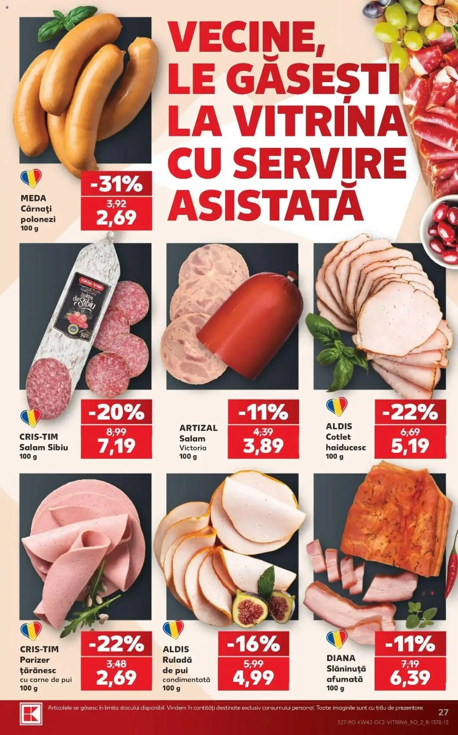 Kaufland Codlea 14.10.2026 - Revista si Oferta | Pagină: 27 | Produse: Cotlet, Vitrină, Carne De Pui, Parizer