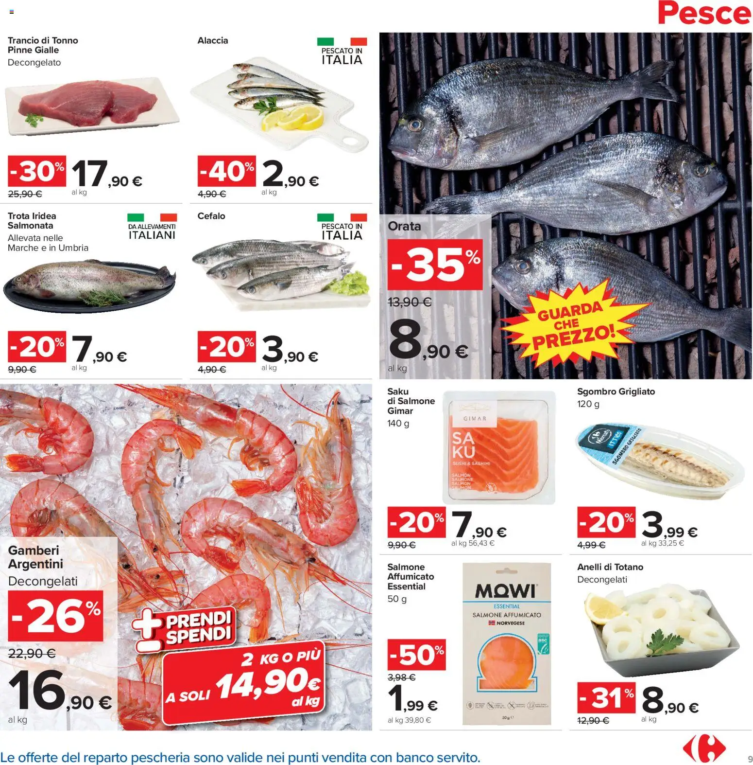 Volantino Carrefour del 04/09/2026 | Pagina: 9 | Prodotti: Pesce, Trota, Sgombro, Sushi