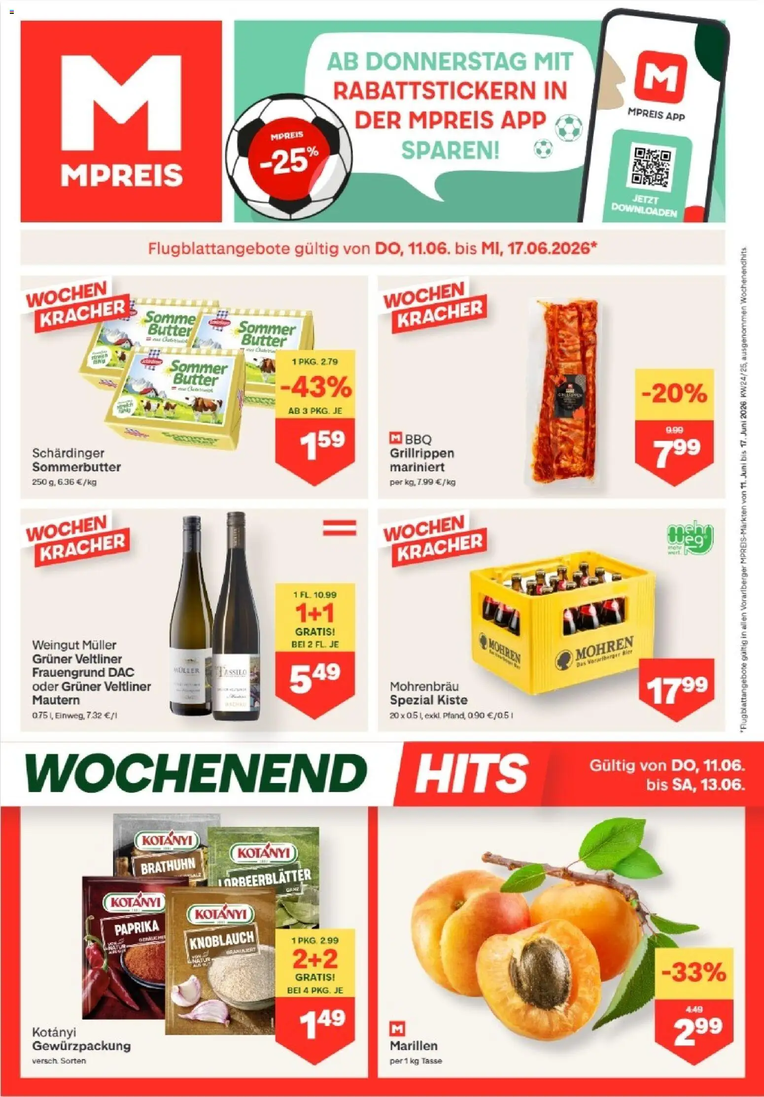 MPREIS Hohenems gültig ab 11.06.2026 | Seite: 1 | Produkte: Knoblauch, Butter, Bier