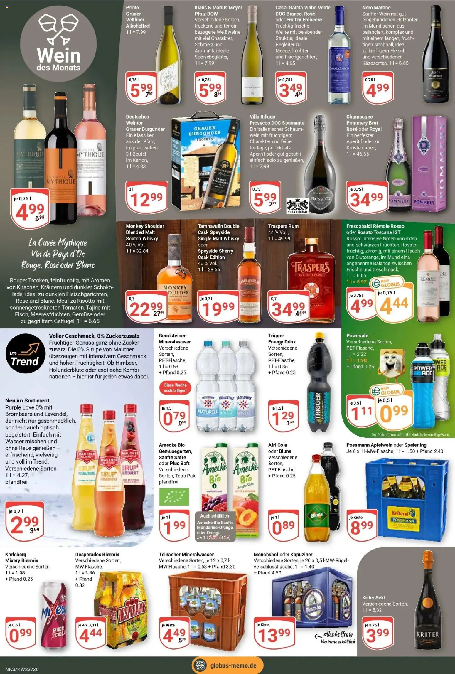 Globus Prospekt Neunkirchen (ab 03.08.2026) » Angebote online | Seite: 20 | Produkte: Rouge, Powerade, Wein, Fleisch