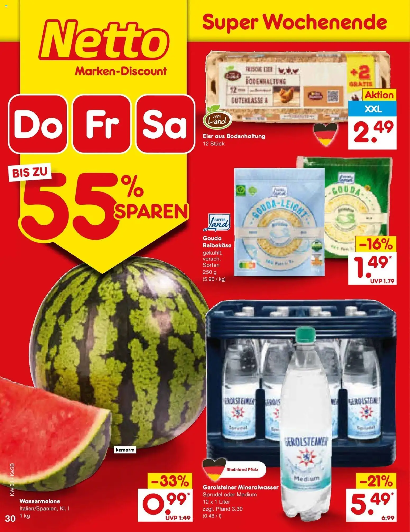 Netto Marken-Discount Prospekt Bonn – gültig ab 17.08.2026 | Seite: 48 | Produkte: Gouda, Mineralwasser, Wassermelone, Reibekase
