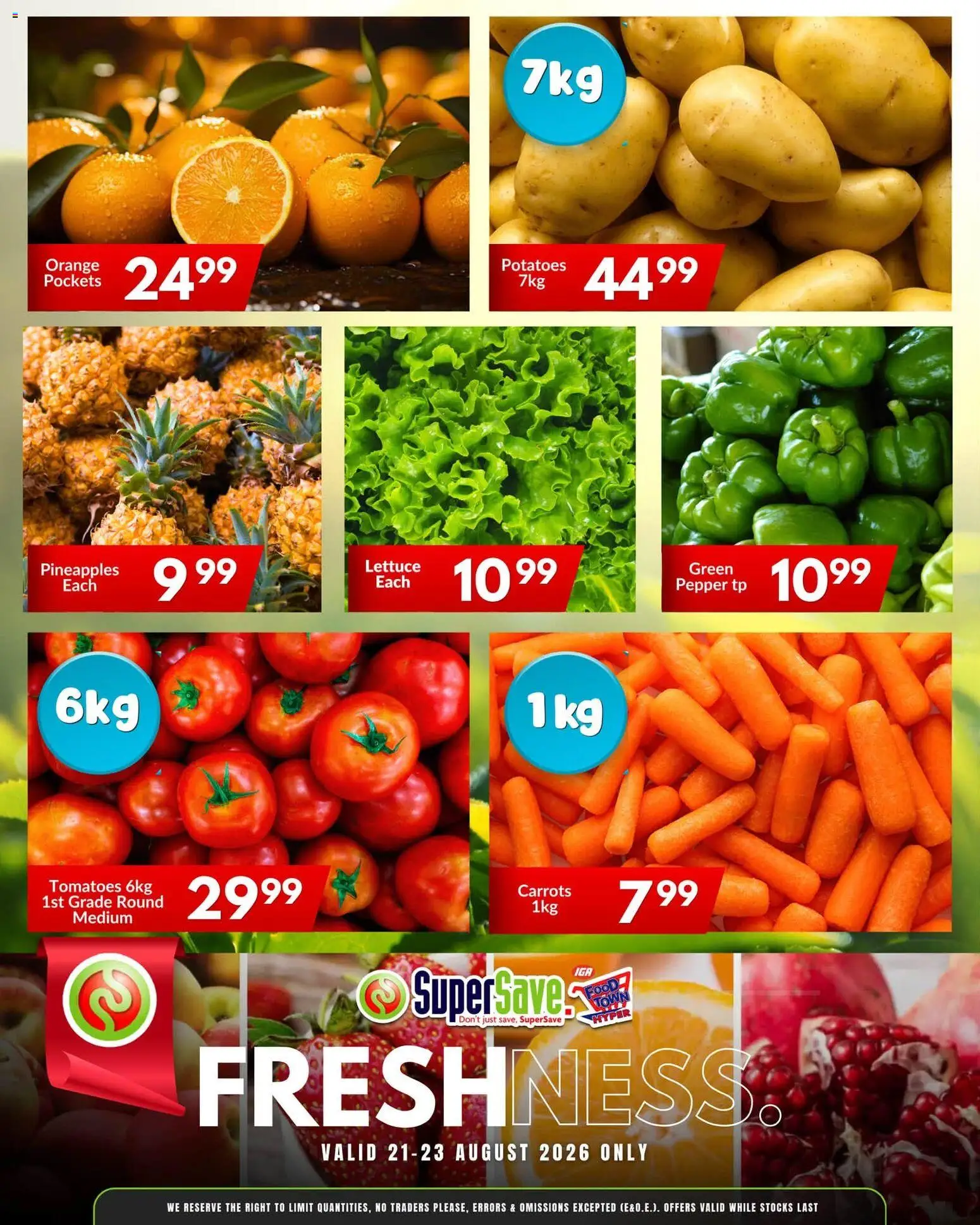 New Super Save catalogue – valid from 21/08/2026 | Page: 5 | Products: Tomatoes, Carrots, Potatoes, Lettuce