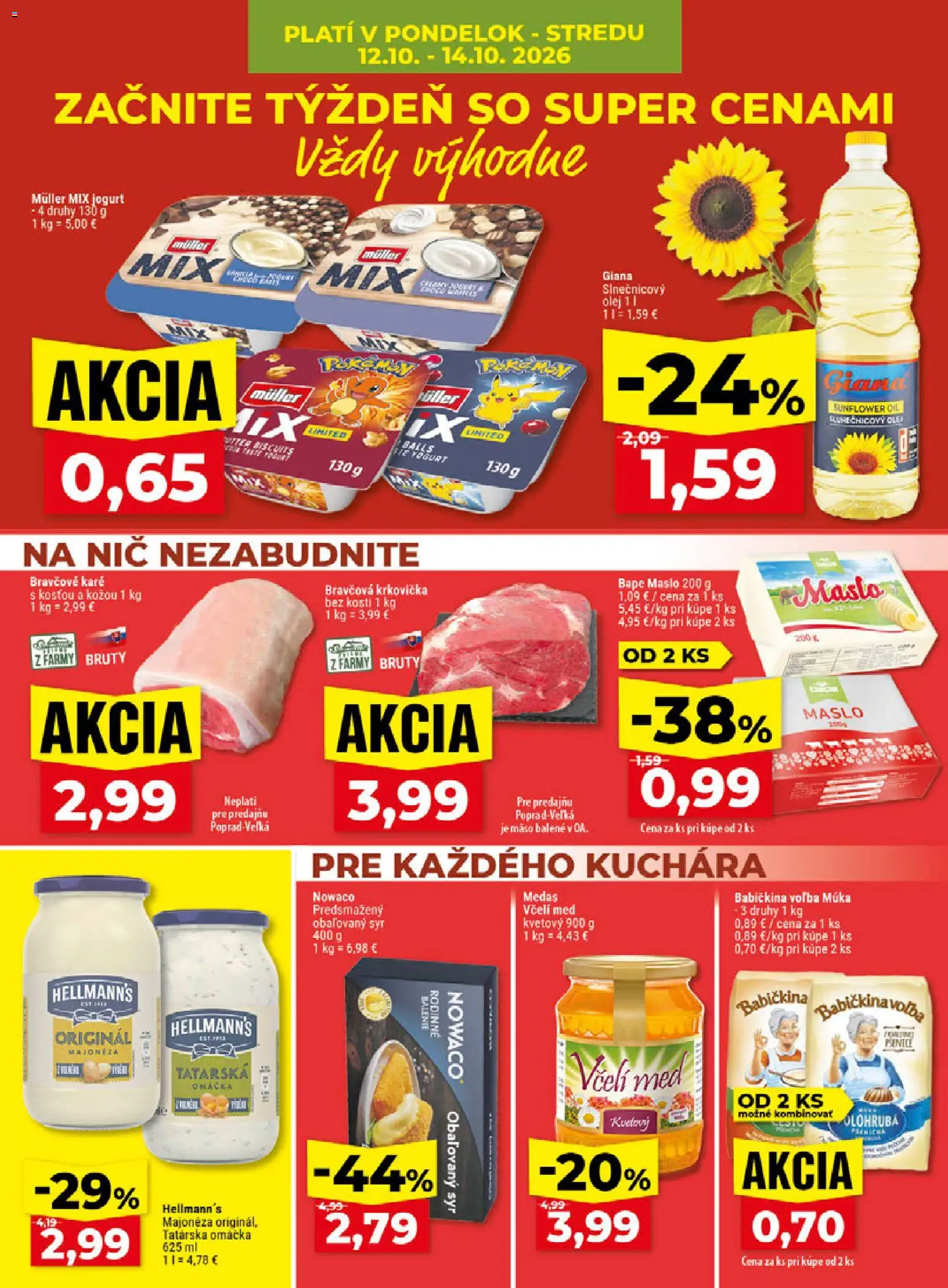 Nové Klas akcie – leták je platný od 12.10.2026 | Strana: 4 | Produkty: Syr, Bravčová krkovička, Krkovička, Tatárska omáčka