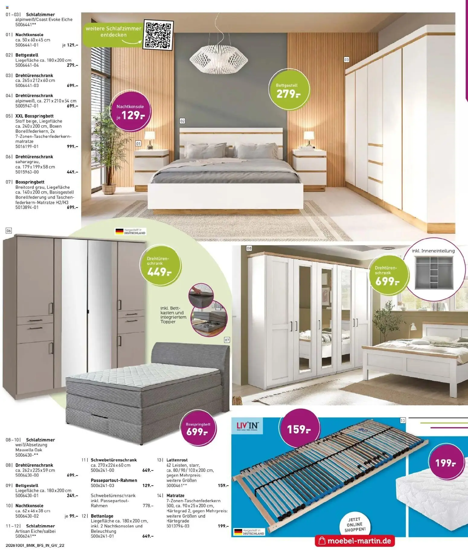 Möbel Martin Aktueller Prospekt (ab 01.10.2026) zum Blättern | Seite: 22 | Produkte: Lattenrost, Boxspringbett, Topper, Schrank