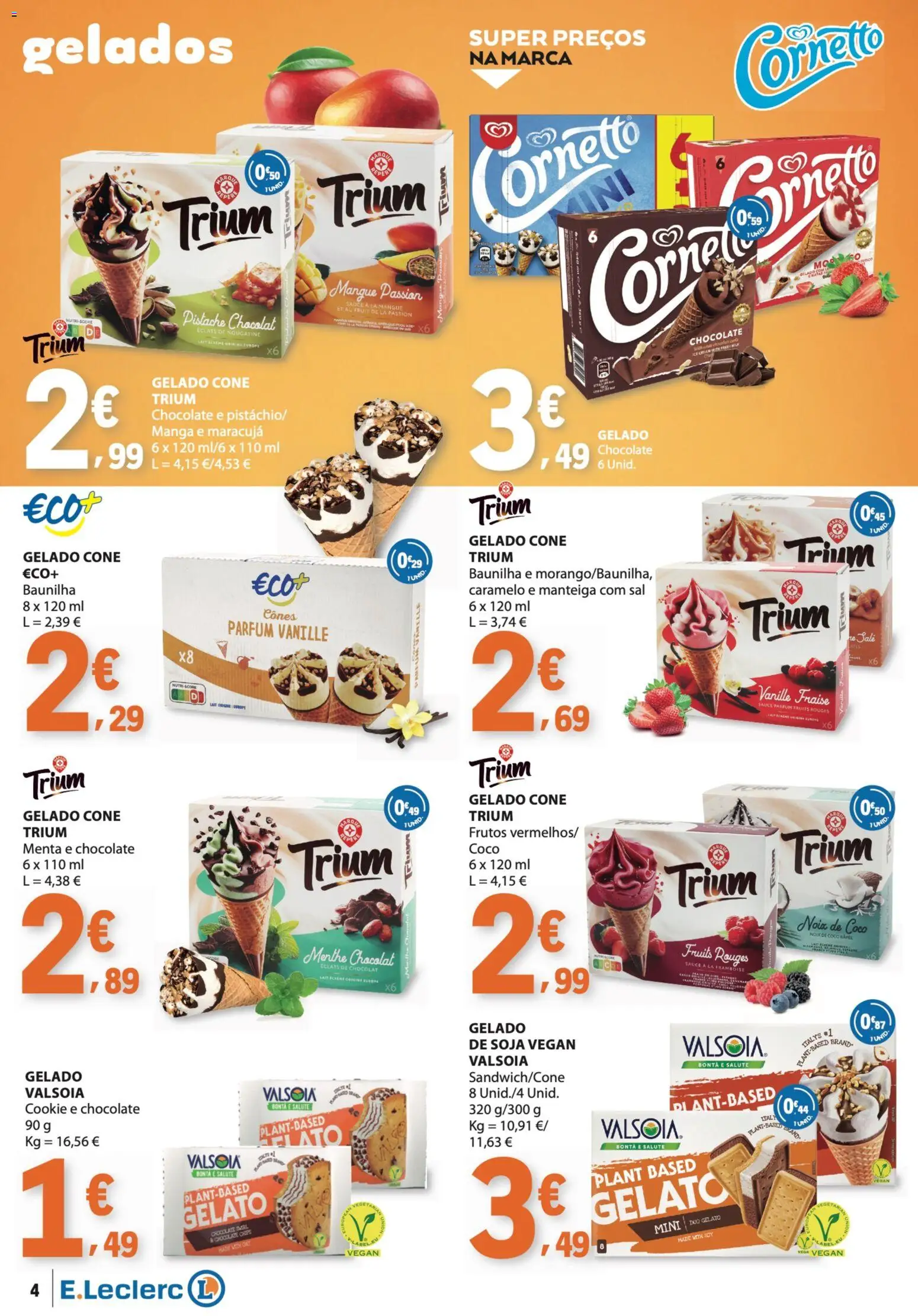 E.Leclerc folheto Bebidas, Gelados e Iogurtes │ válido de 16.06.2026 | Página: 4 | Produtos: Soja, Sal, Manteiga, Chocolate