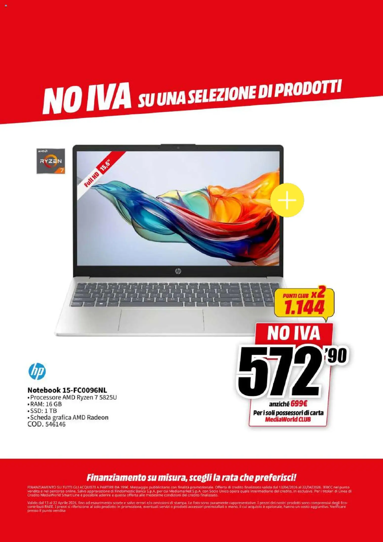 Volantino Media World del 13.04.2026 | Pagina: 24 | Prodotti: Notebook