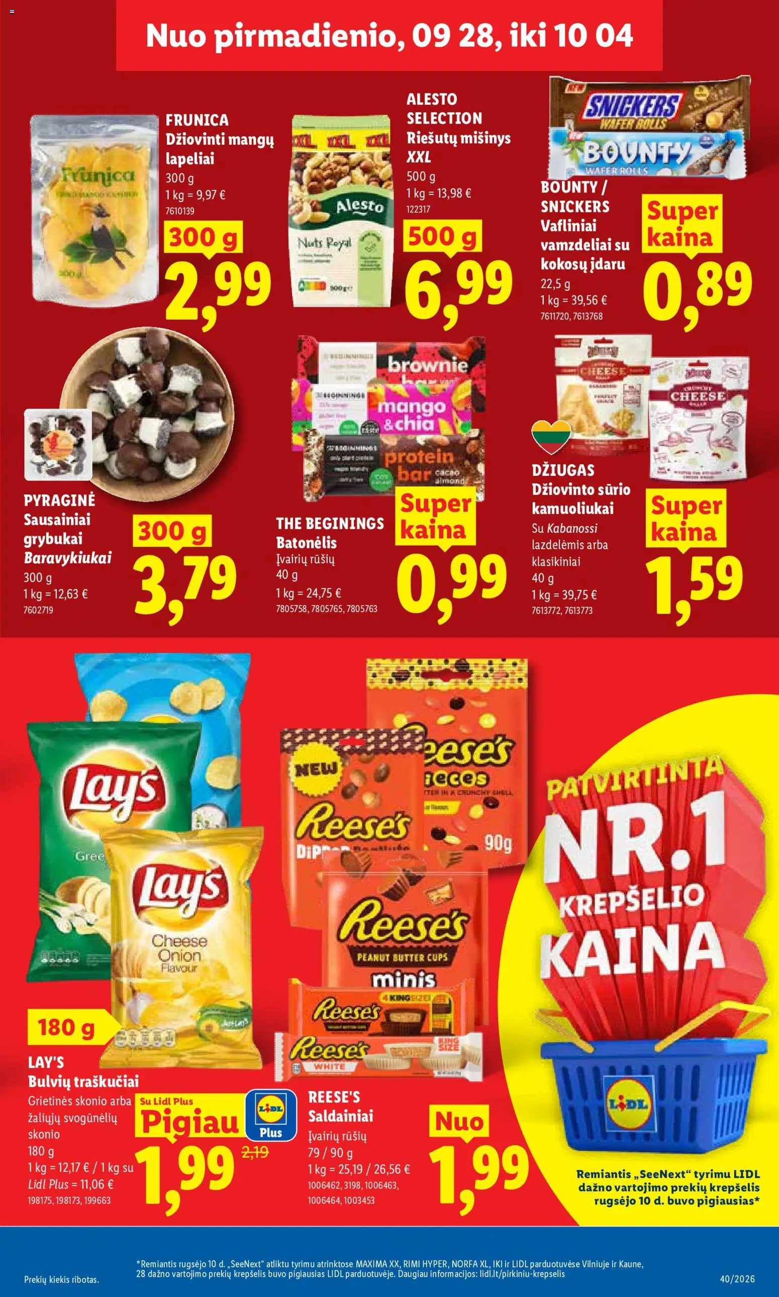 LIDL akcijos nuo 2026.09.28 | Puslapis: 11 | Prekių: Sausainiai, Krepšelis, Saldainiai, Traškučiai