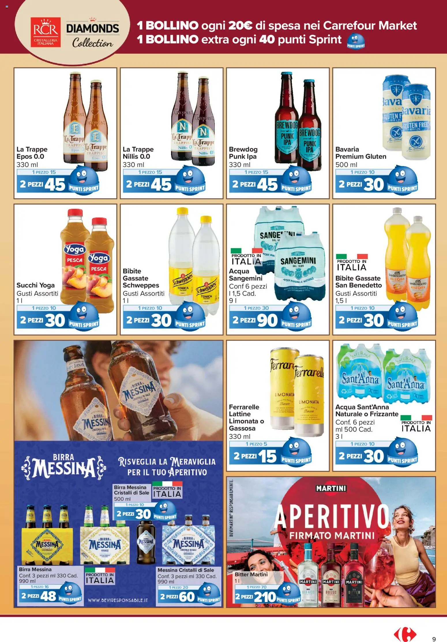 Volantino Carrefour del 04/09/2026 | Pagina: 9 | Prodotti: Sale, Pesca, Martini, Acqua minerale