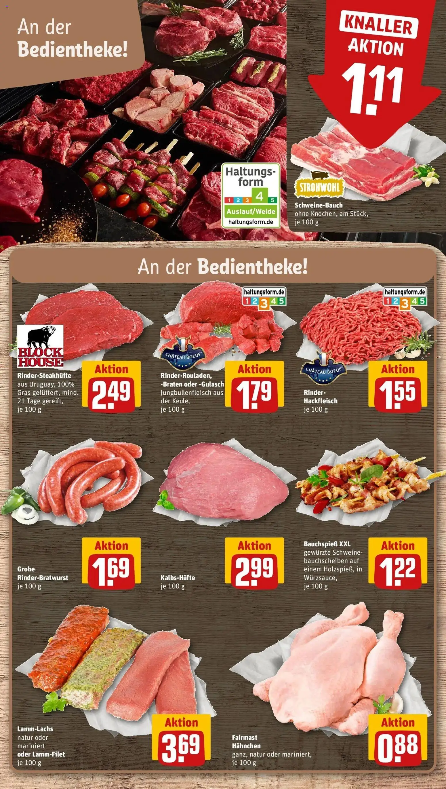 Rewe Prospekt Trier – gültig ab 08.06.2026 | Seite: 8 | Produkte: Hahnchen, Schweinebauch, Gulasch, Hackfleisch