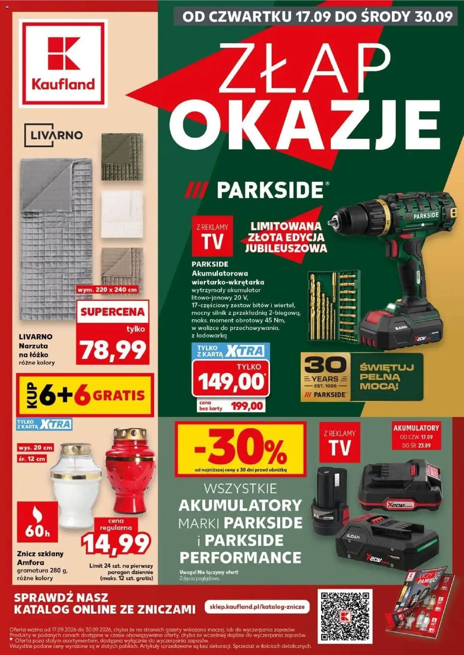 Kaufland gazetka - Złap Okazje od 17.09.2026 - od jutra PDF | Strona: 1 | Produkty: Ładowarka, Gazety, Łóżko, Narzuta