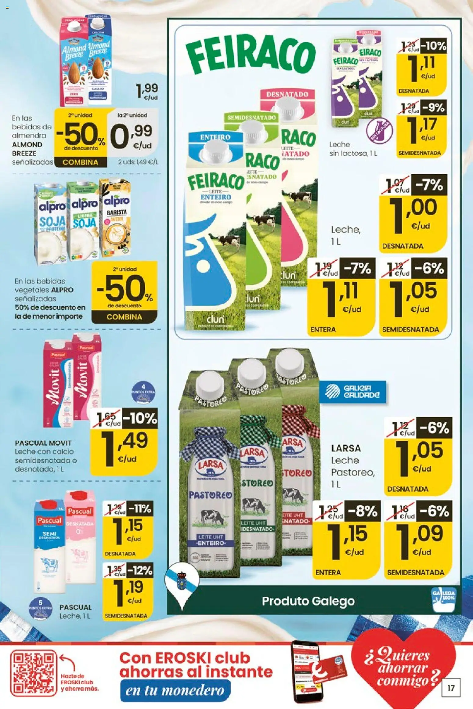 Eroski Quieres ahorrar conmigo │ válido desde el 14.05.2026 | Página: 17 | Productos: Leche