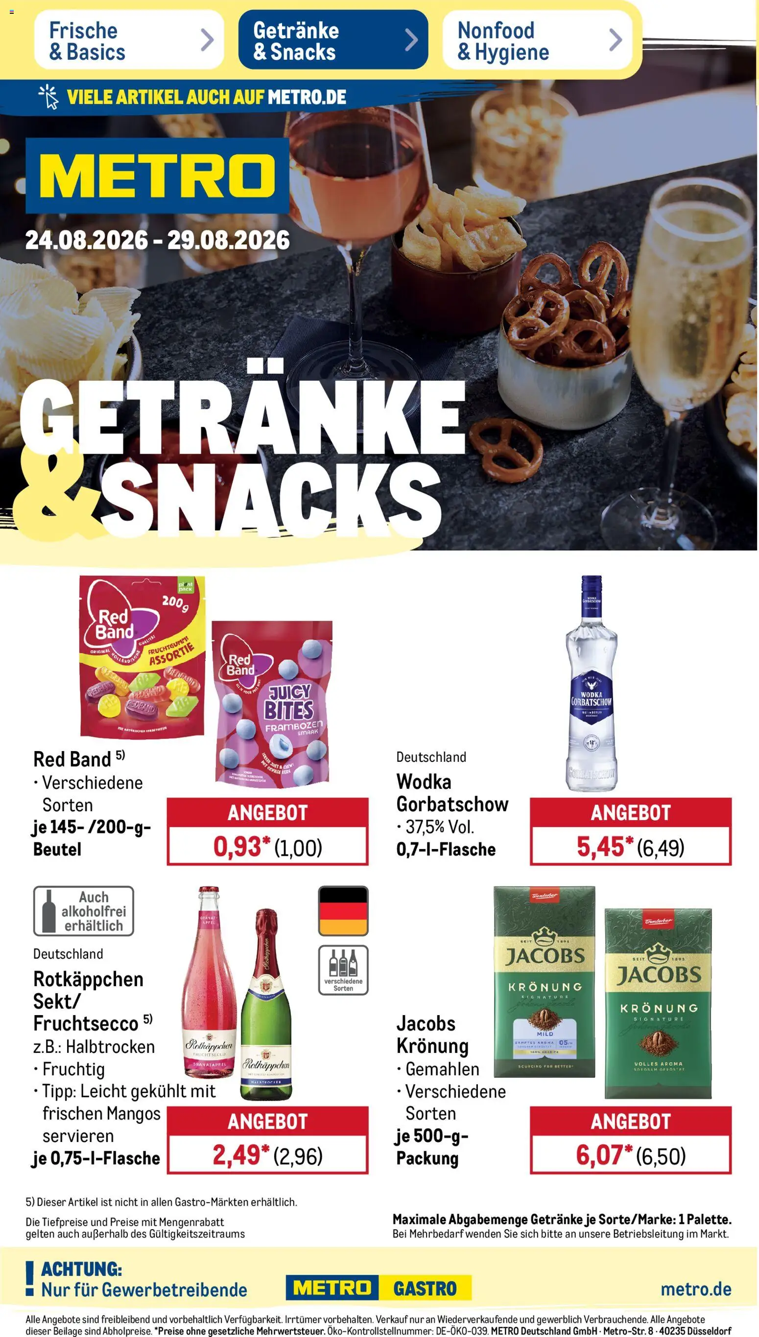 Metro NonFood-Angebote – gültig ab 24.08.2026 | Seite: 14 | Produkte: Met, Granatapfel, Fruchtsecco, Rotkäppchen