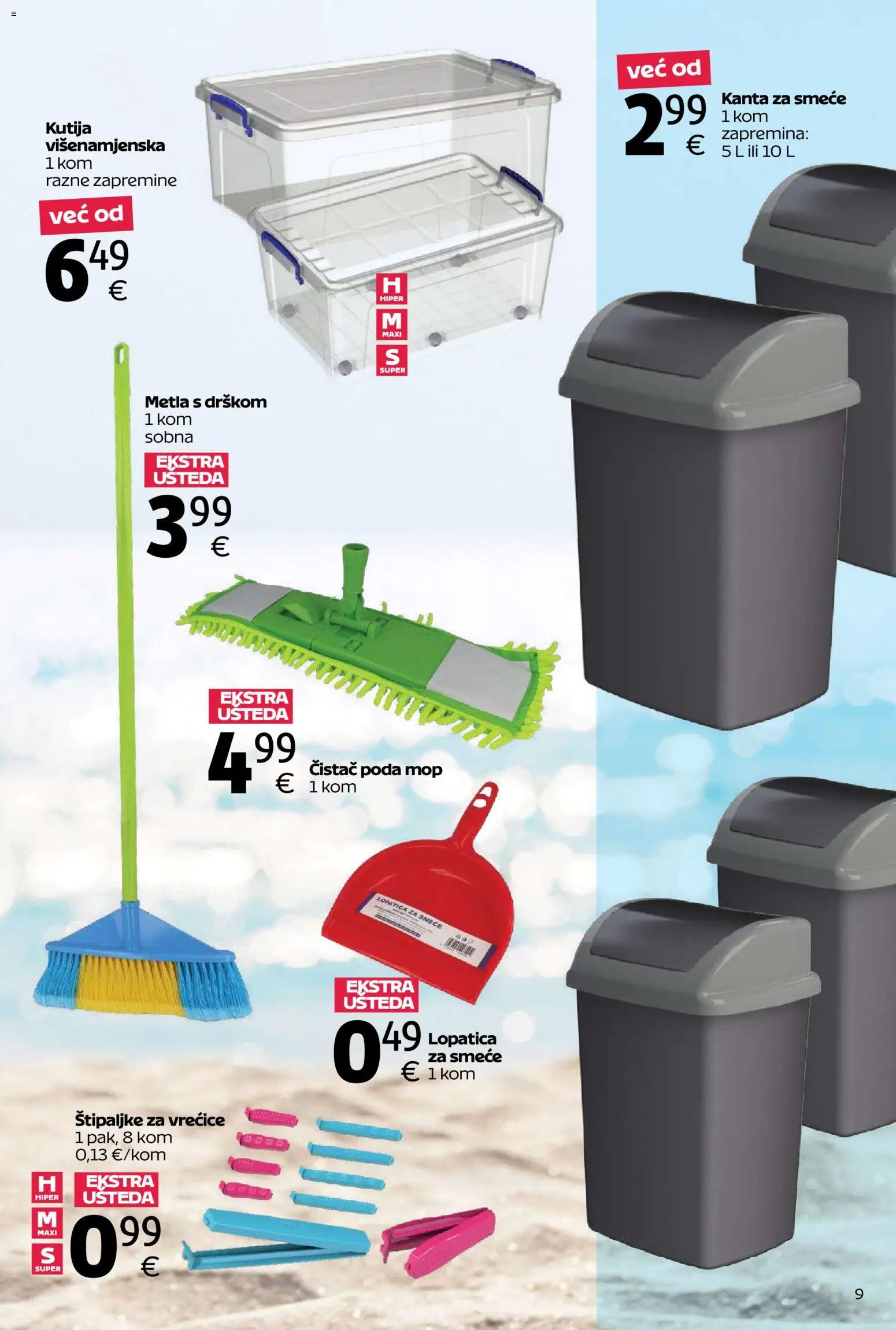 Tommy katalog | vrijedi od 06.07.2026 | Stranica: 9 | Proizvodi: Kutija, Mop, Štipaljke, Kanta za smeće