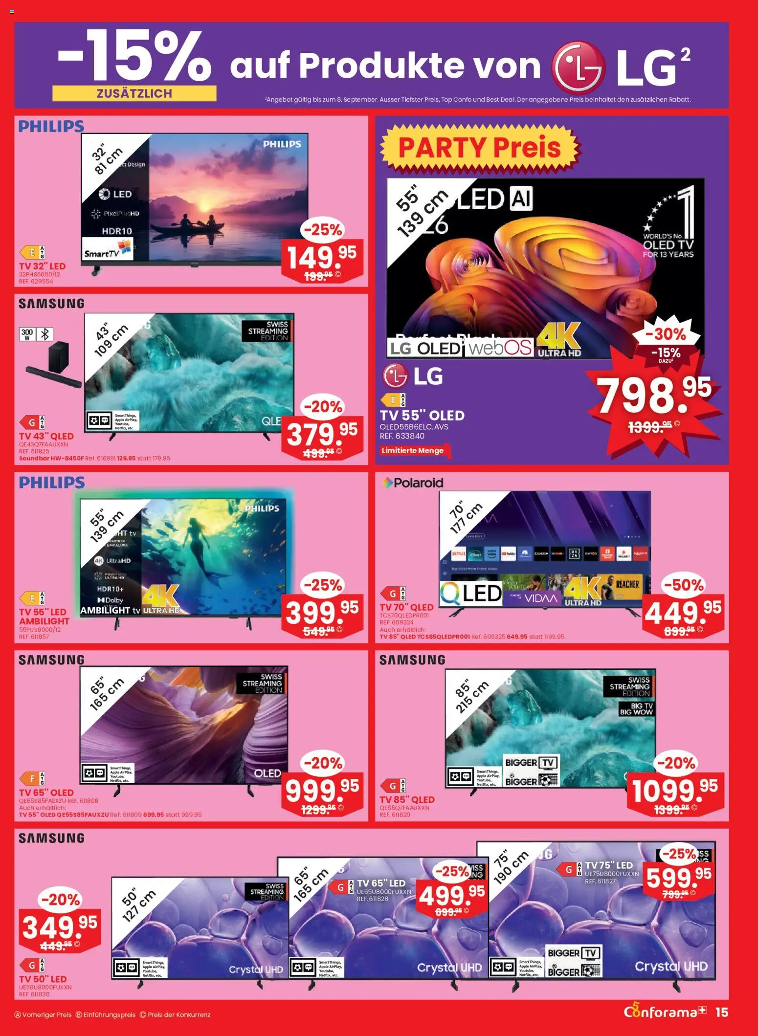 Conforama aktionen Nr 36 – gültig ab 02.09.2026 | Seite: 15 | Produkte: TV, Top, Samsung, LG