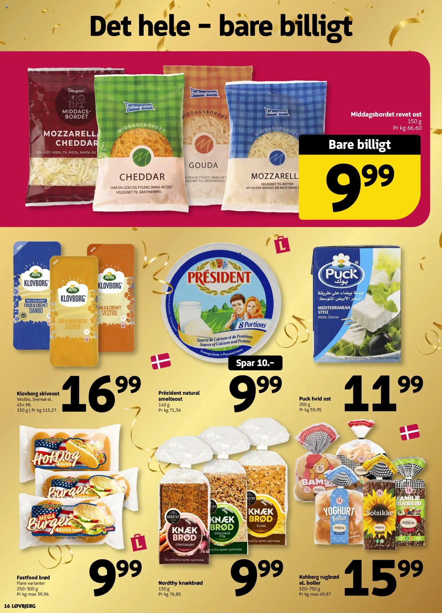 Løvbjerg tilbudsavis – gyldig fra 29.05.2026 | Side: 16 | Produkter: Cheddar, Brød, Pasta, Skiveost