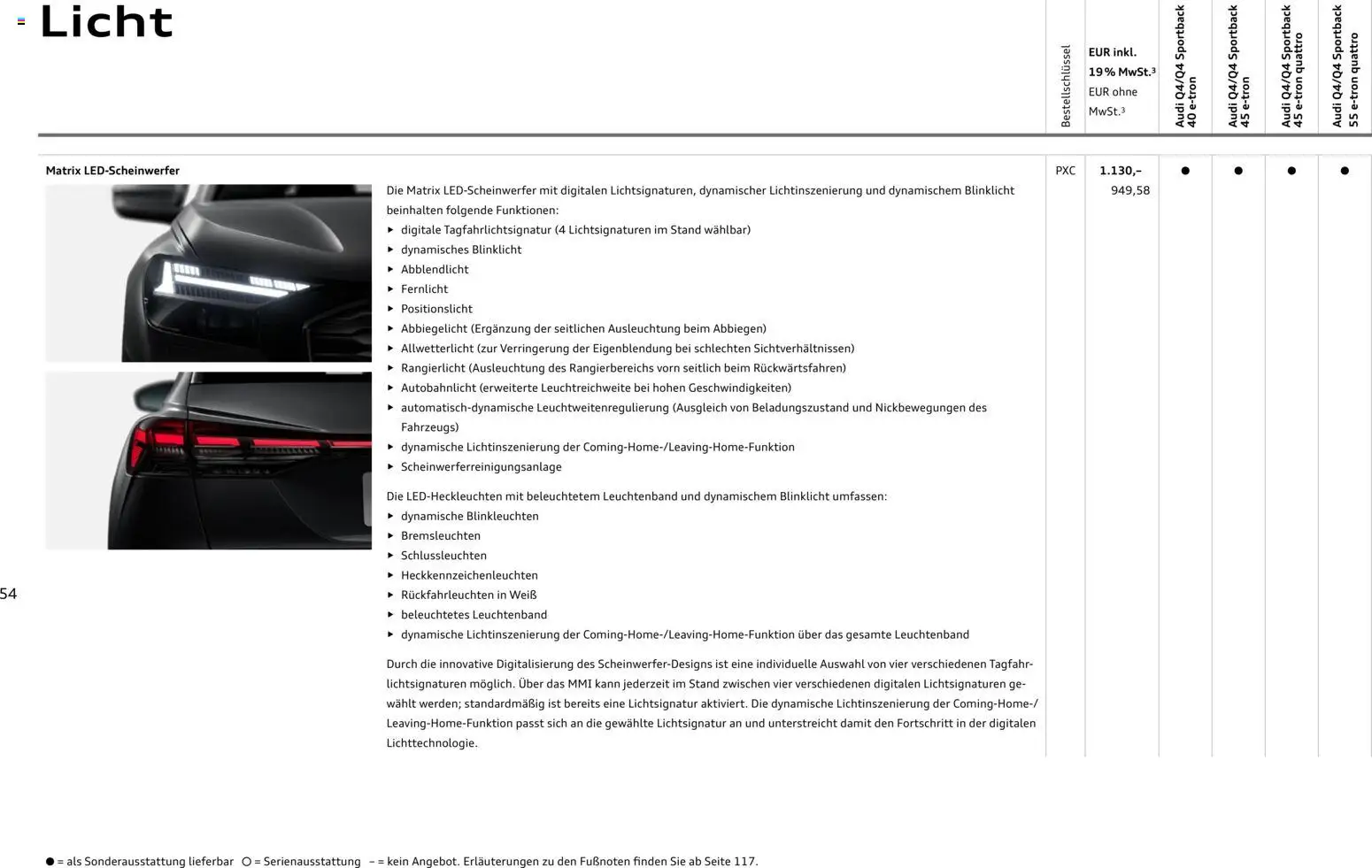 Audi Q4 e-tron / Q4 Sportback e-tron – gültig ab 01.10.2025 | Seite: 54