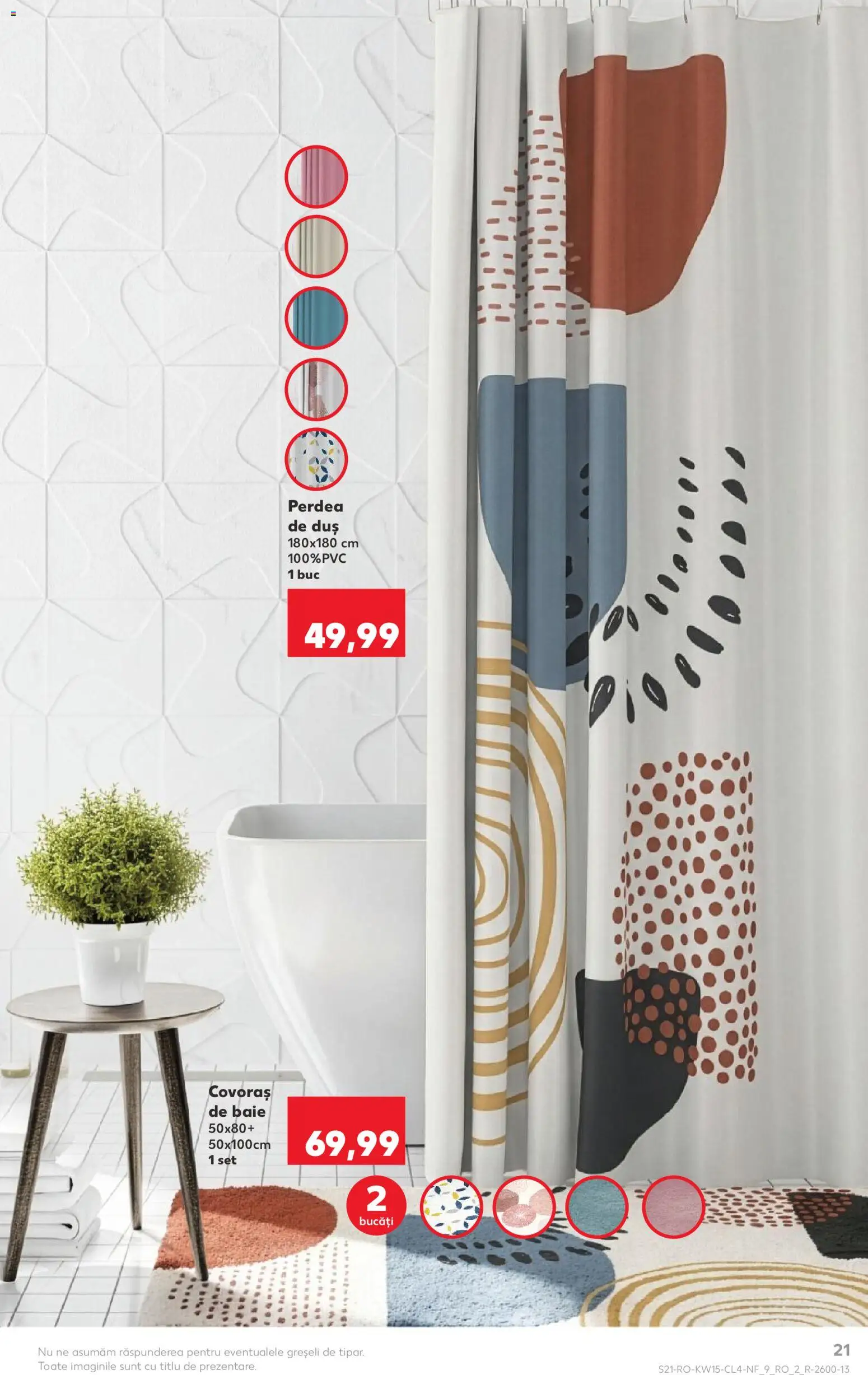 Noul catalog Kaufland – valabil de la 08.04.2026 | Pagină: 21 | Produse: Duș, Perdea, Covoraș de baie