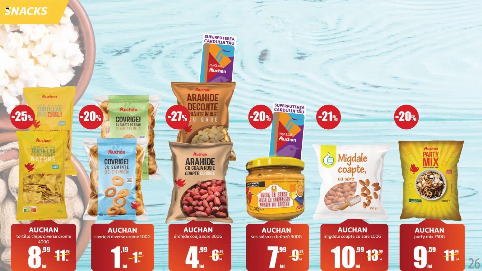 Noul catalog Auchan – valabil de la 10.06.2026 | Pagină: 26 | Produse: Semințe, Covrigei, Brânză, Sos