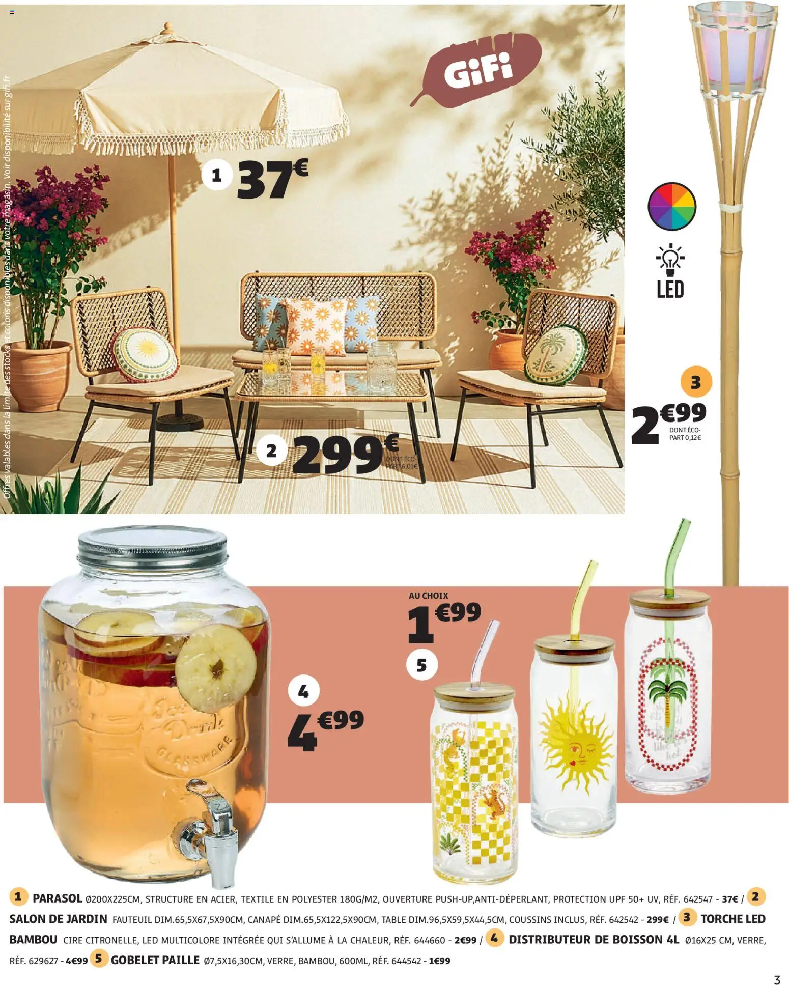 {H1} | Page: 3 | Produits: Salon de jardin, Canapé, Fauteuil, Parasol