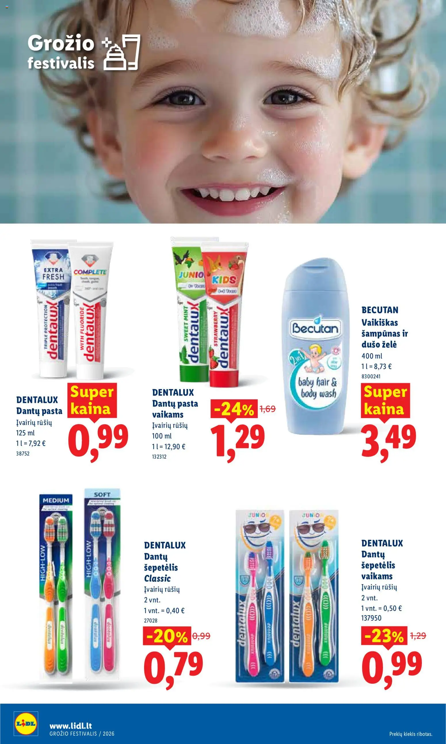 LIDL akcijos nuo 11.05.2026 | Puslapis: 34 | Prekių: Šepetėlis, Šampūnas, Dušo želė