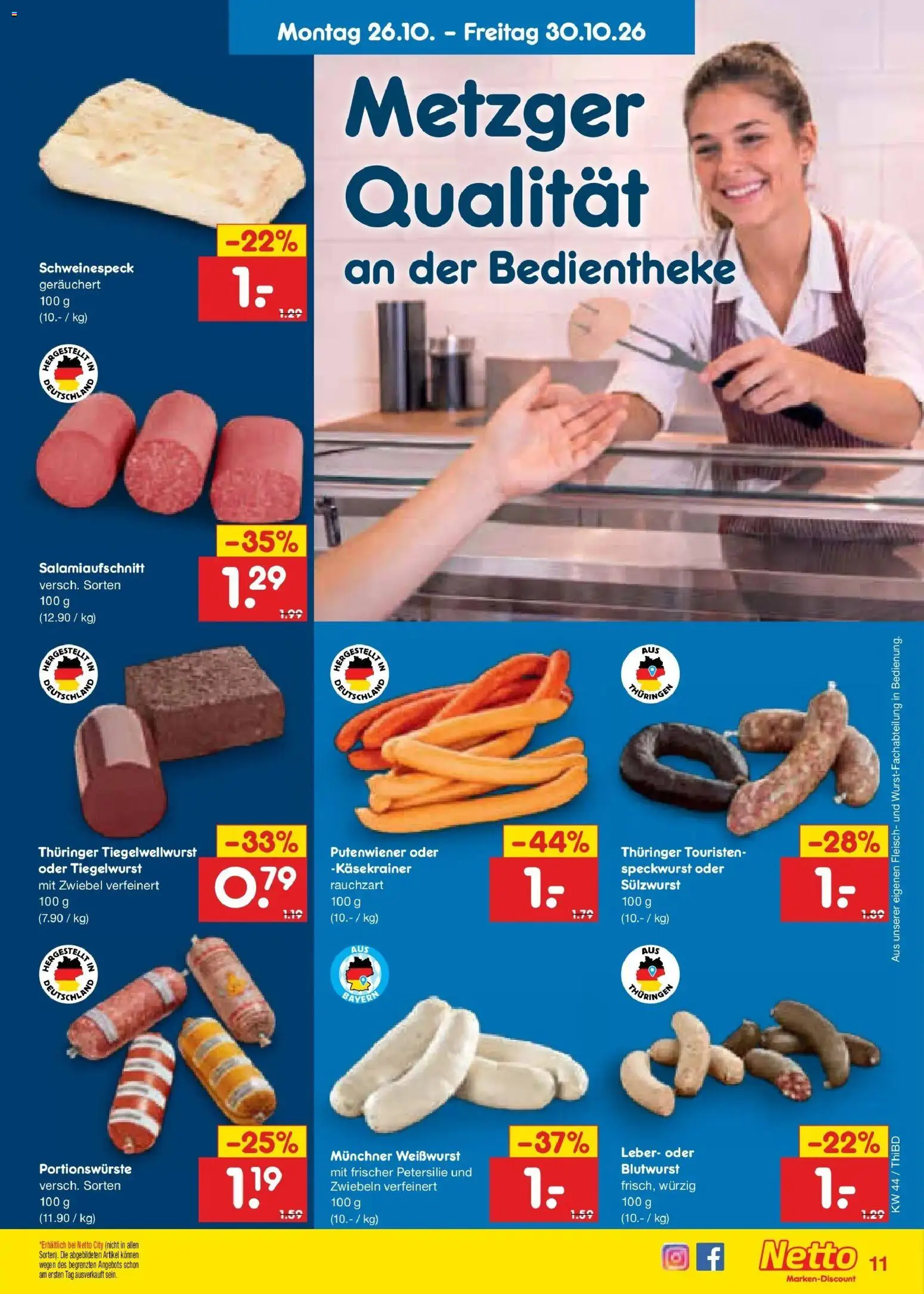 Netto Marken-Discount Prospekt Thiendorf (ab 26.10.2026) » Angebote | Seite: 23 | Produkte: Käsekrainer, Zwiebeln, Petersilie, Fleisch