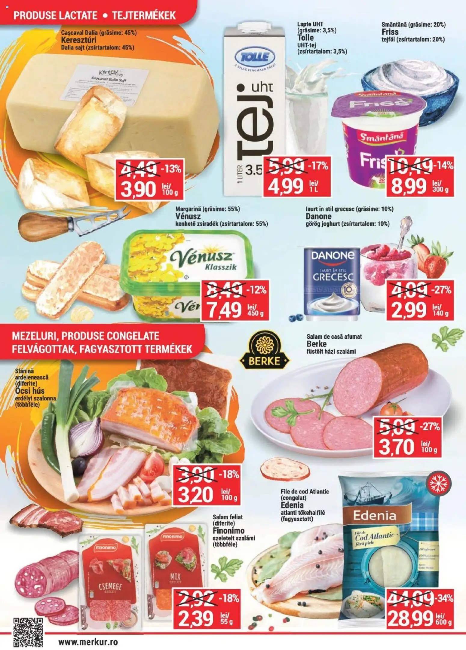 Noul catalog Merkur – valabil de la 09.07.2026 | Pagină: 2 | Produse: Cașcaval, Lapte, Salam, Smântână